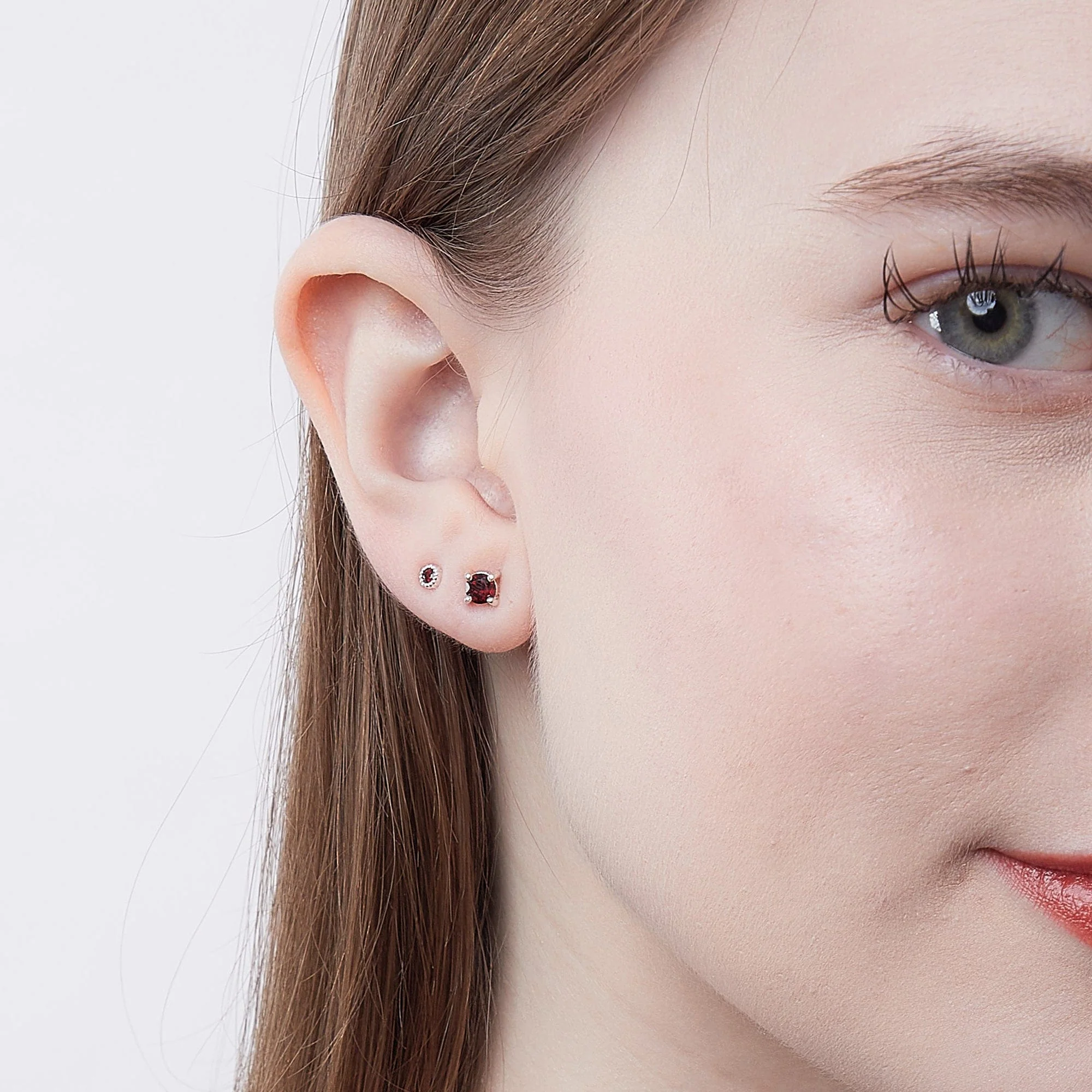 Aria Round Gemstone Studs - Image 4