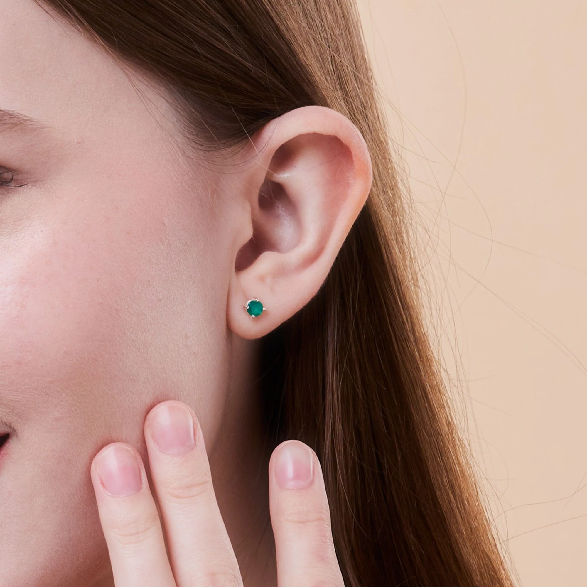 Aria Round Gemstone Studs - Image 6