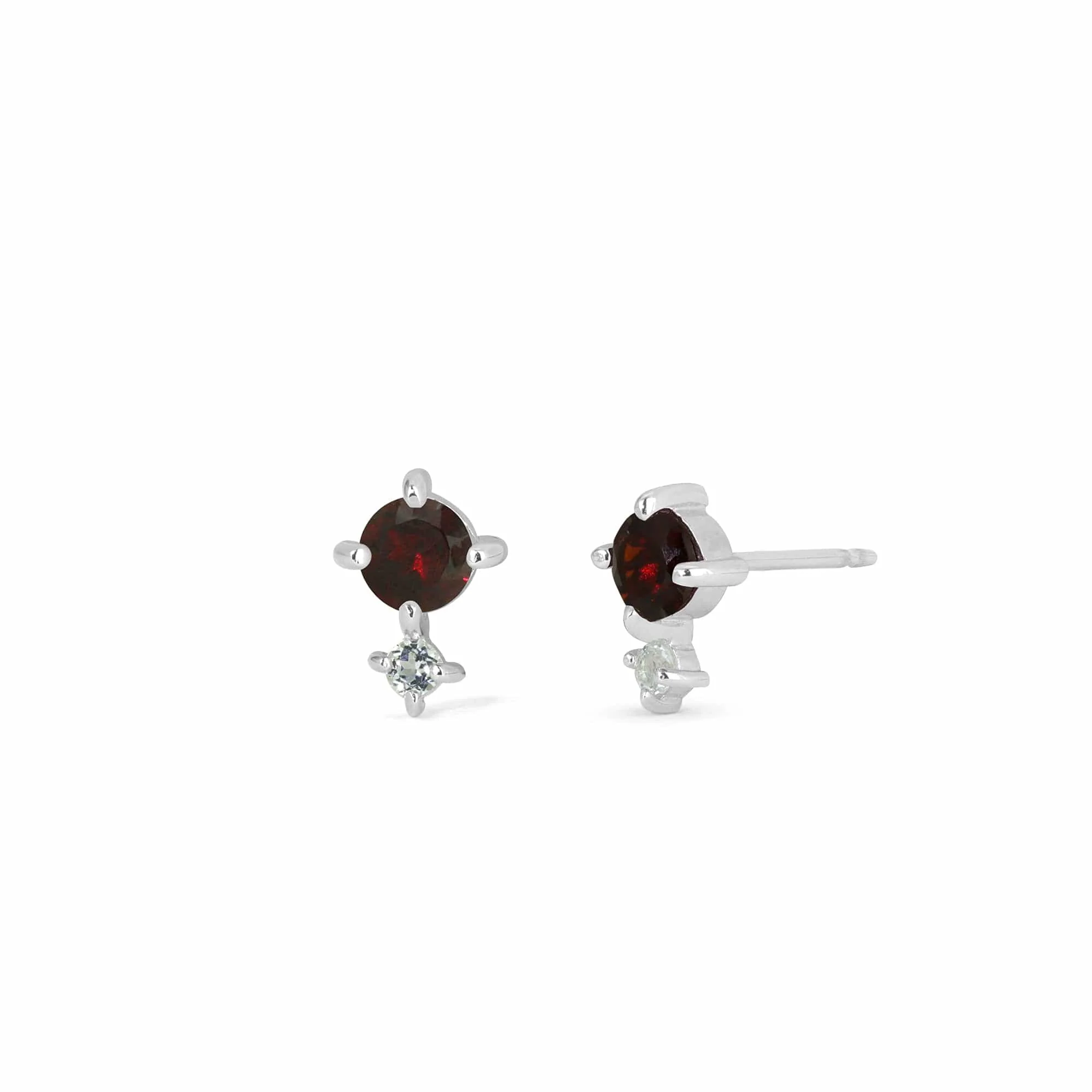 Aria Round Gemstone Studs with White Topaz - Image 3