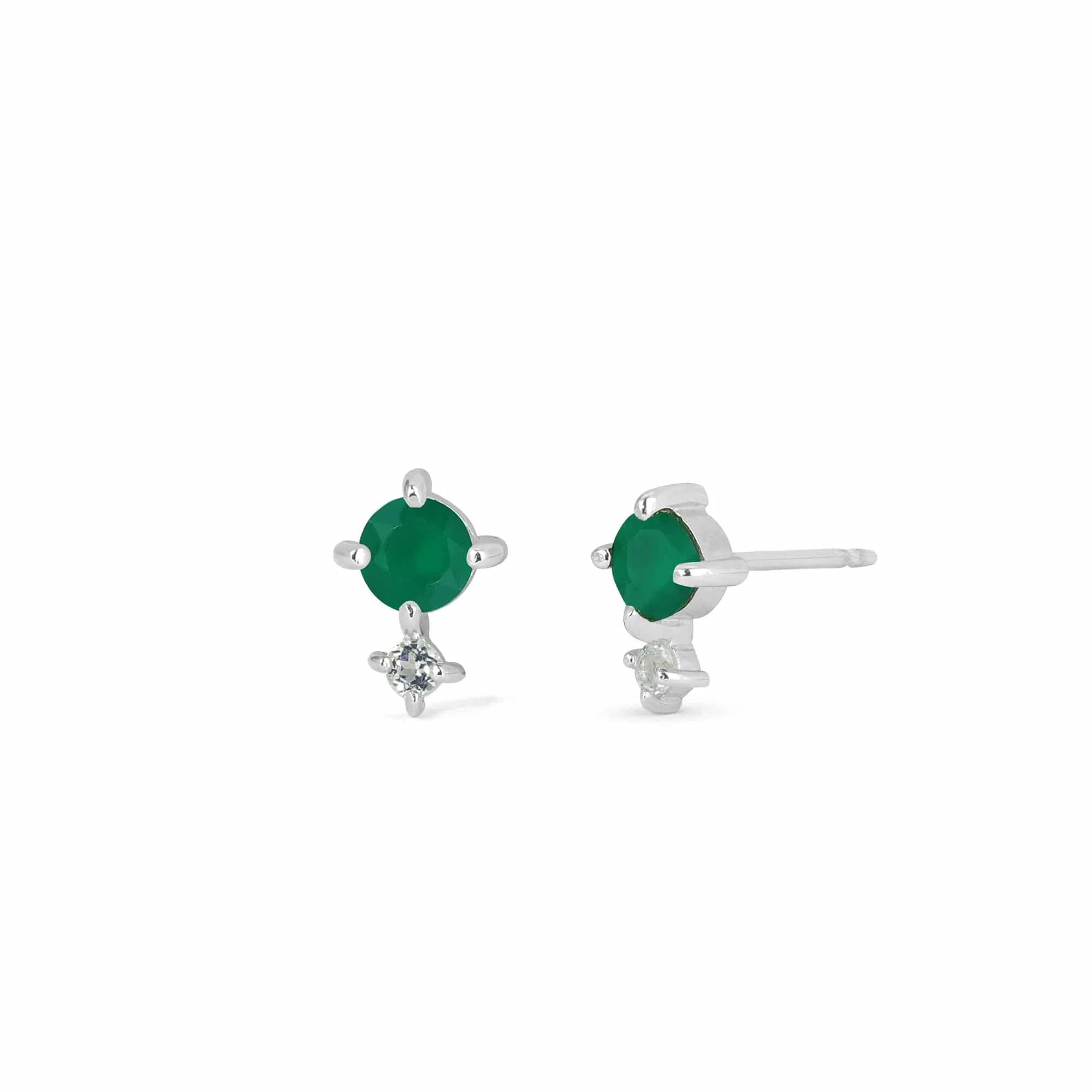 Aria Round Gemstone Studs with White Topaz - Image 6