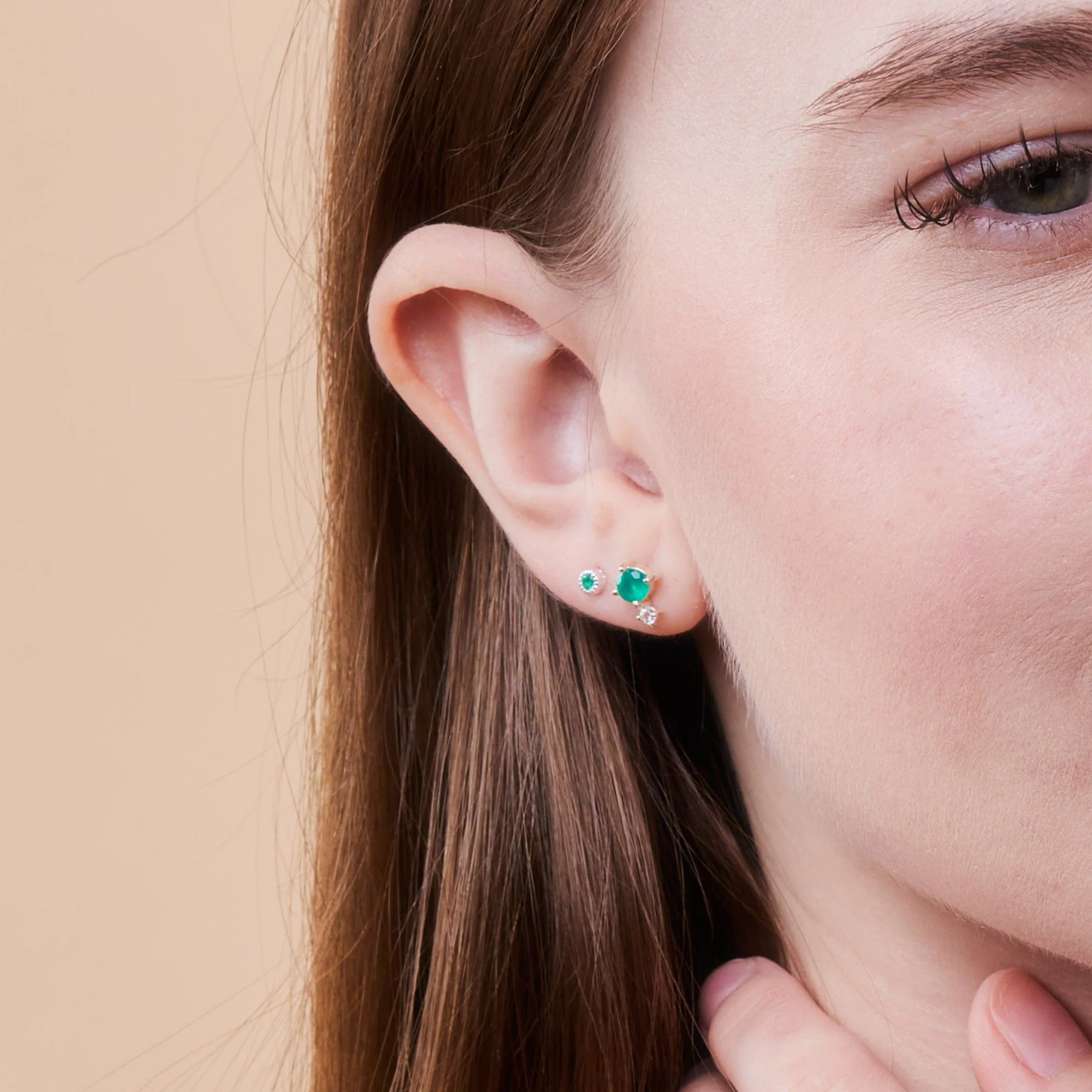 Aria Round Gemstone Studs with White Topaz - Image 7