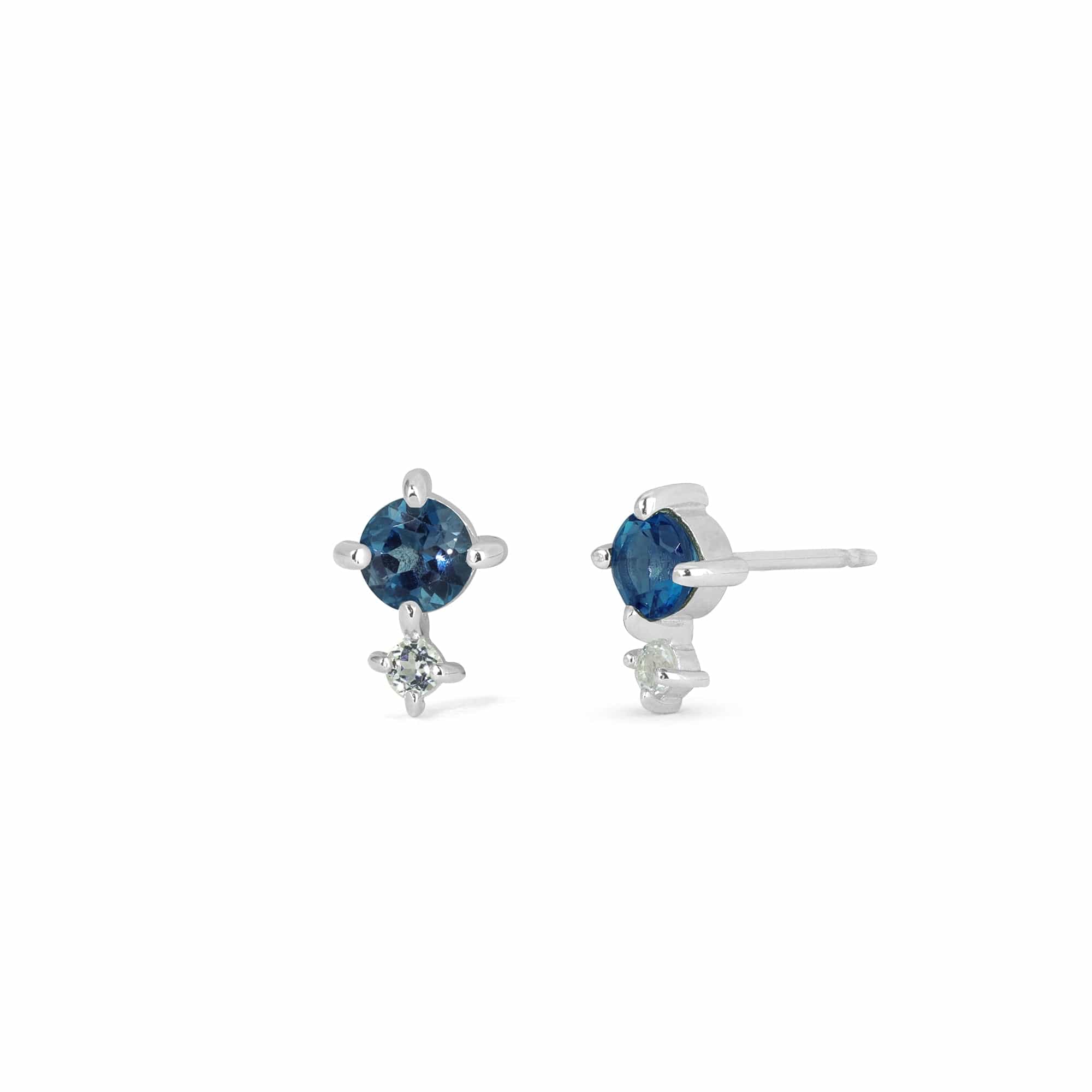 Aria Round Gemstone Studs with White Topaz - Image 8