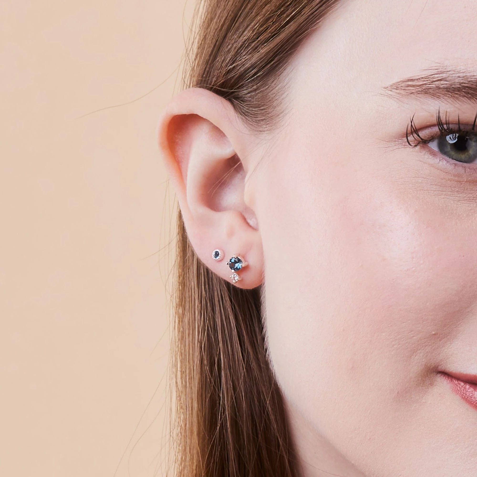 Aria Round Gemstone Studs with White Topaz - Image 9