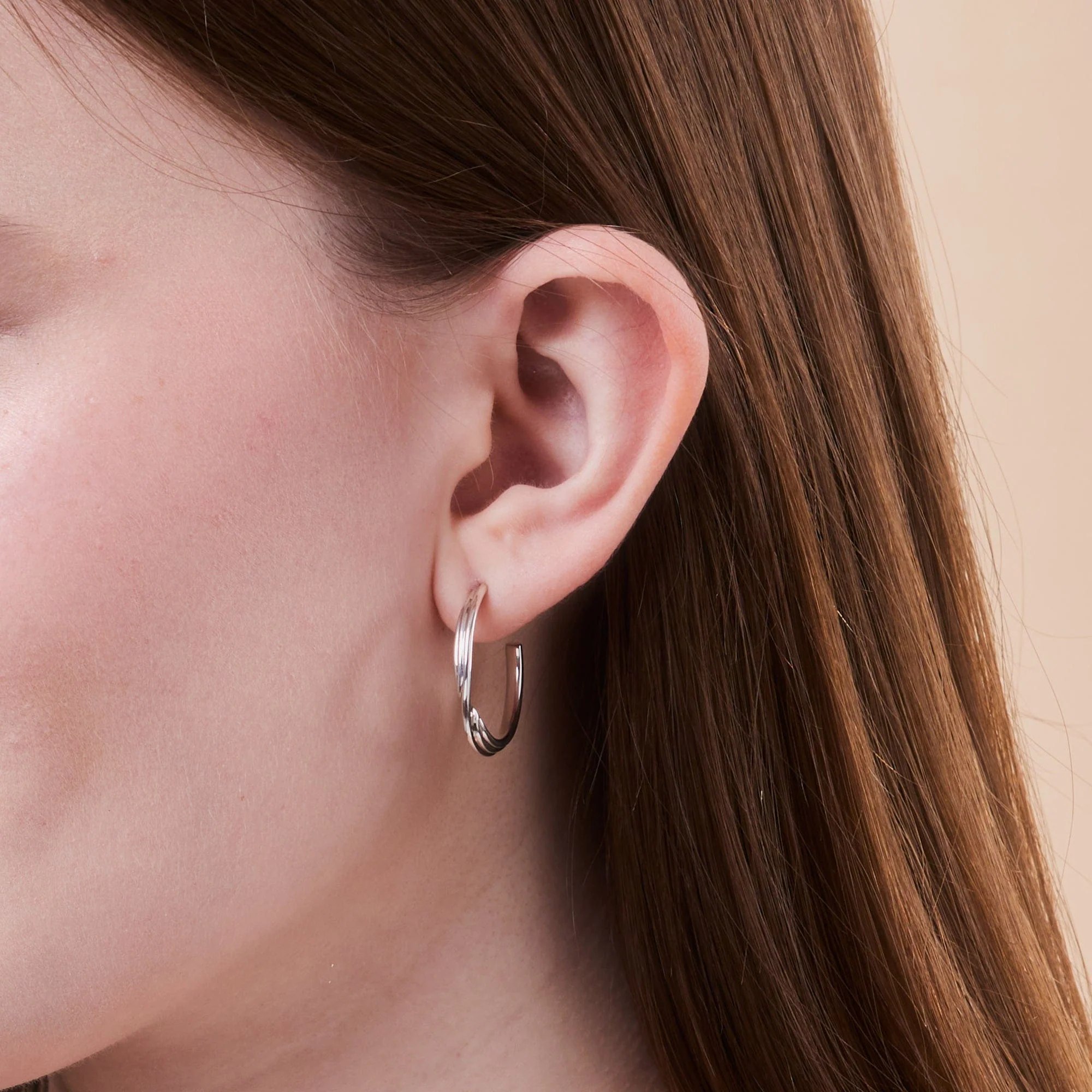 Ava Triple Lined Hoops - Image 2