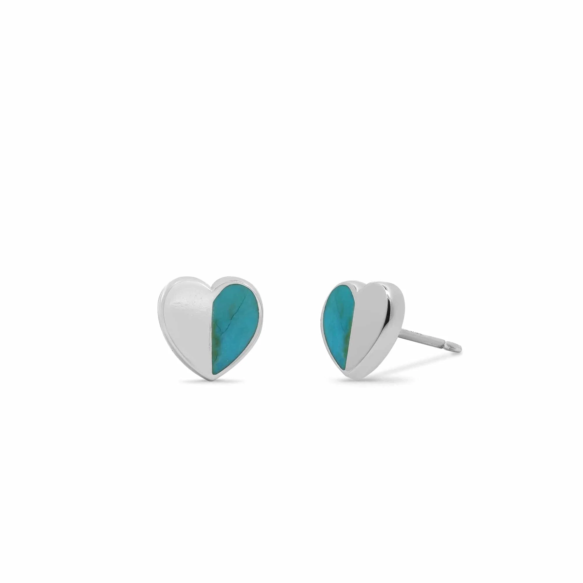 Belle Heart Studs with Half Stone