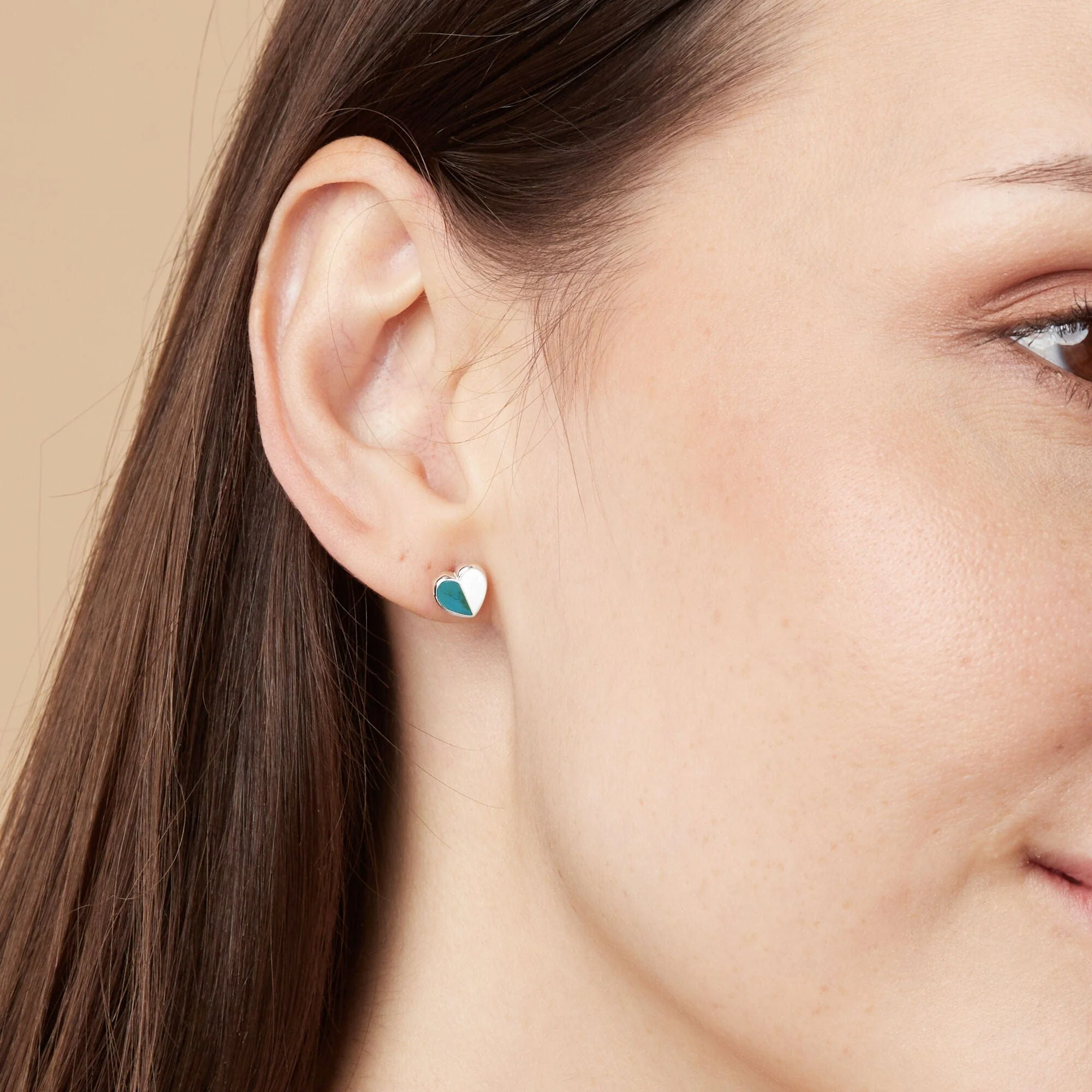 Belle Heart Studs with Half Stone - Image 2
