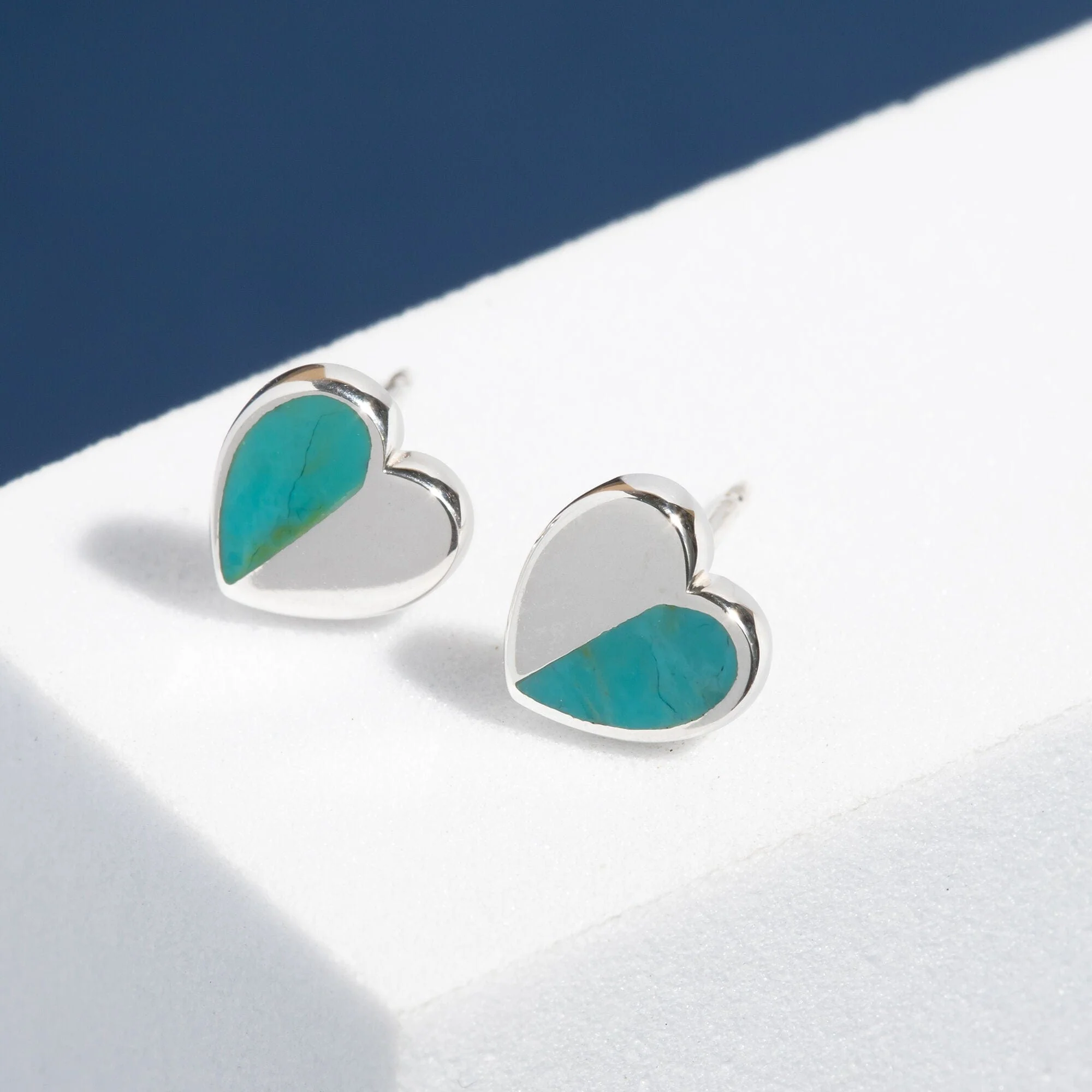 Belle Heart Studs with Half Stone - Image 3