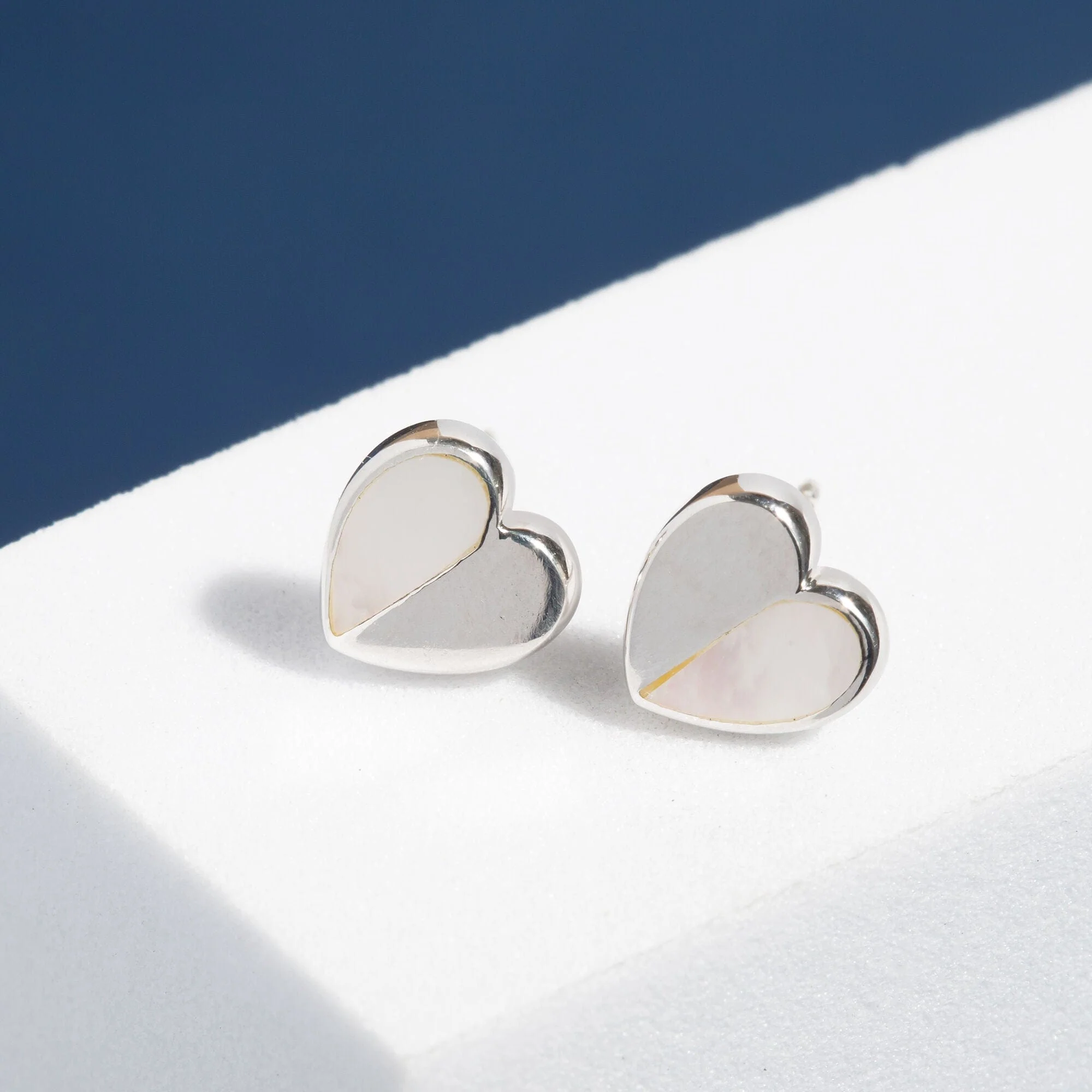 Belle Heart Studs with Half Stone - Image 6
