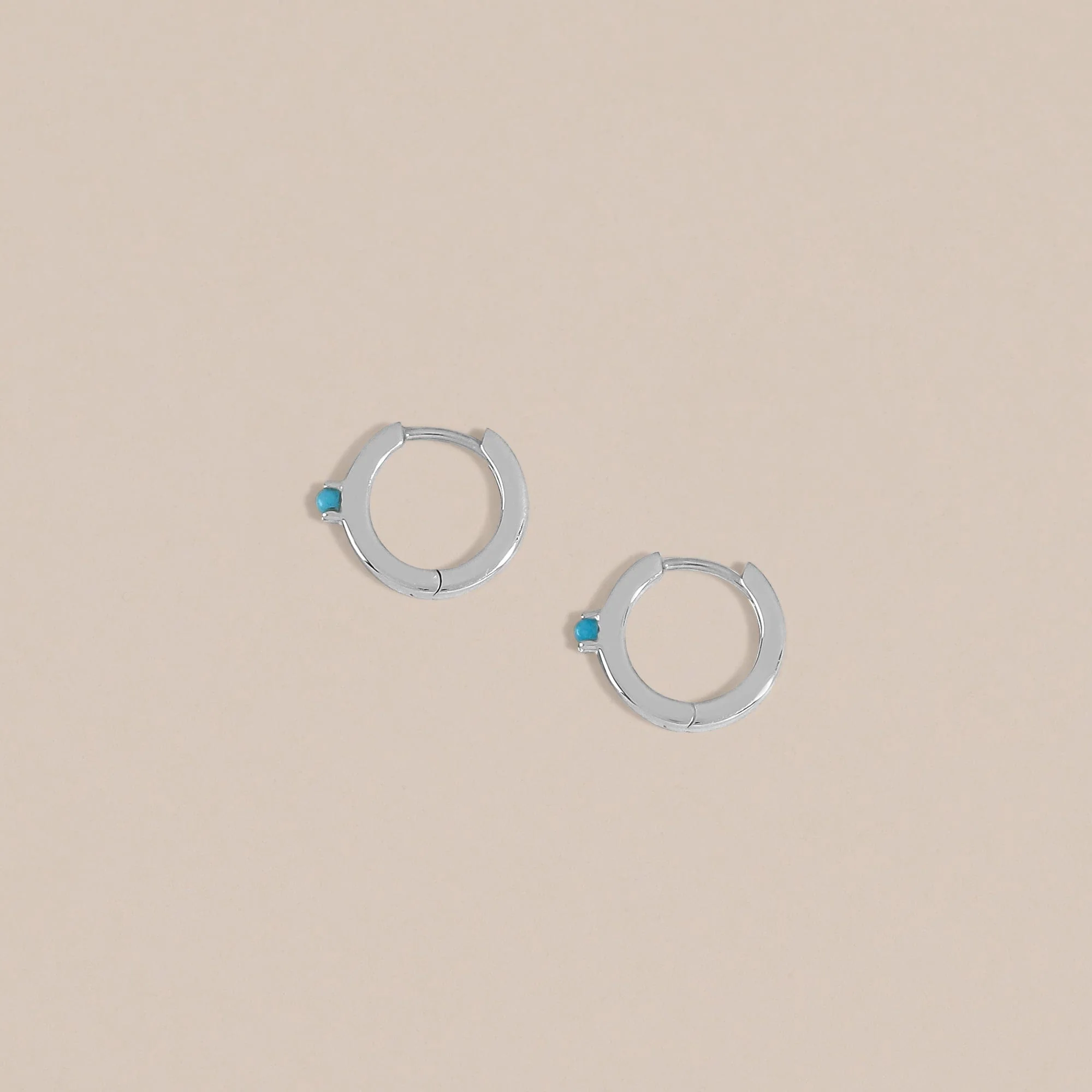 Belle Huggie Hoops with Turquoise - Image 3