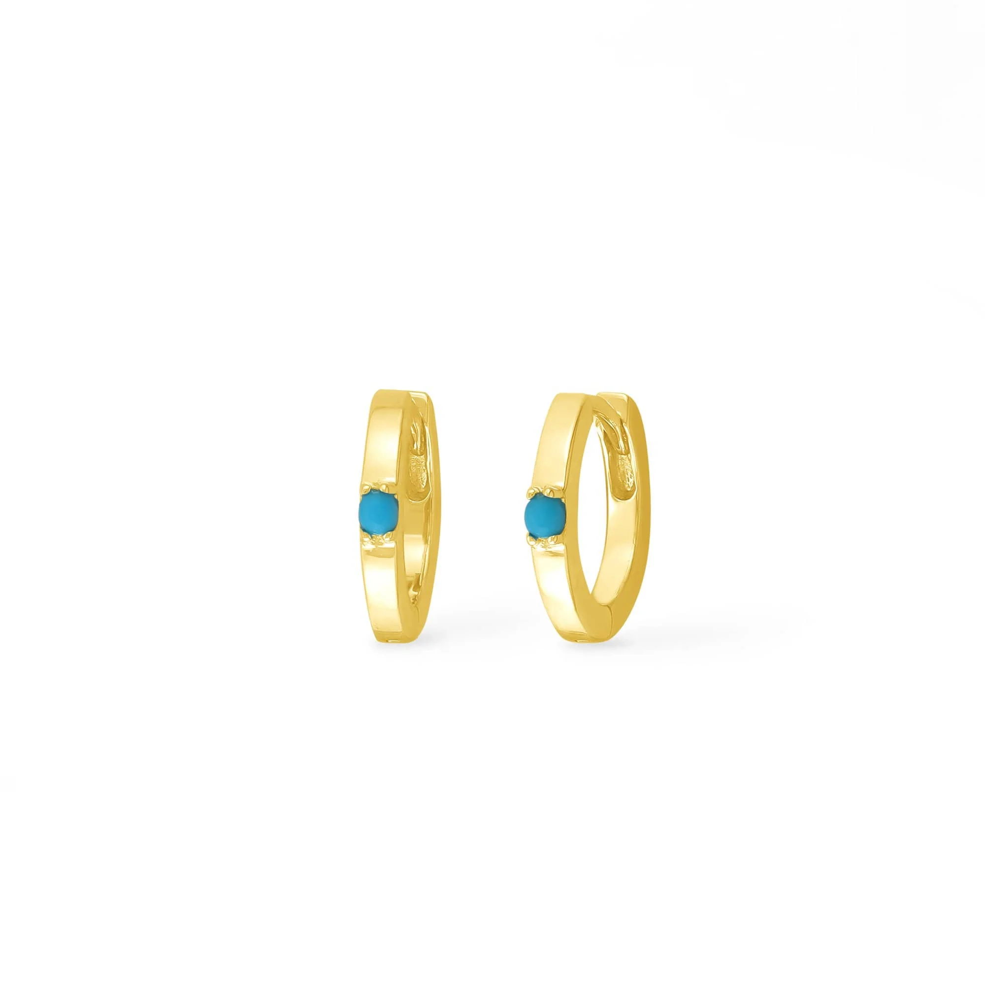 Belle Huggie Hoops with Turquoise - Image 4