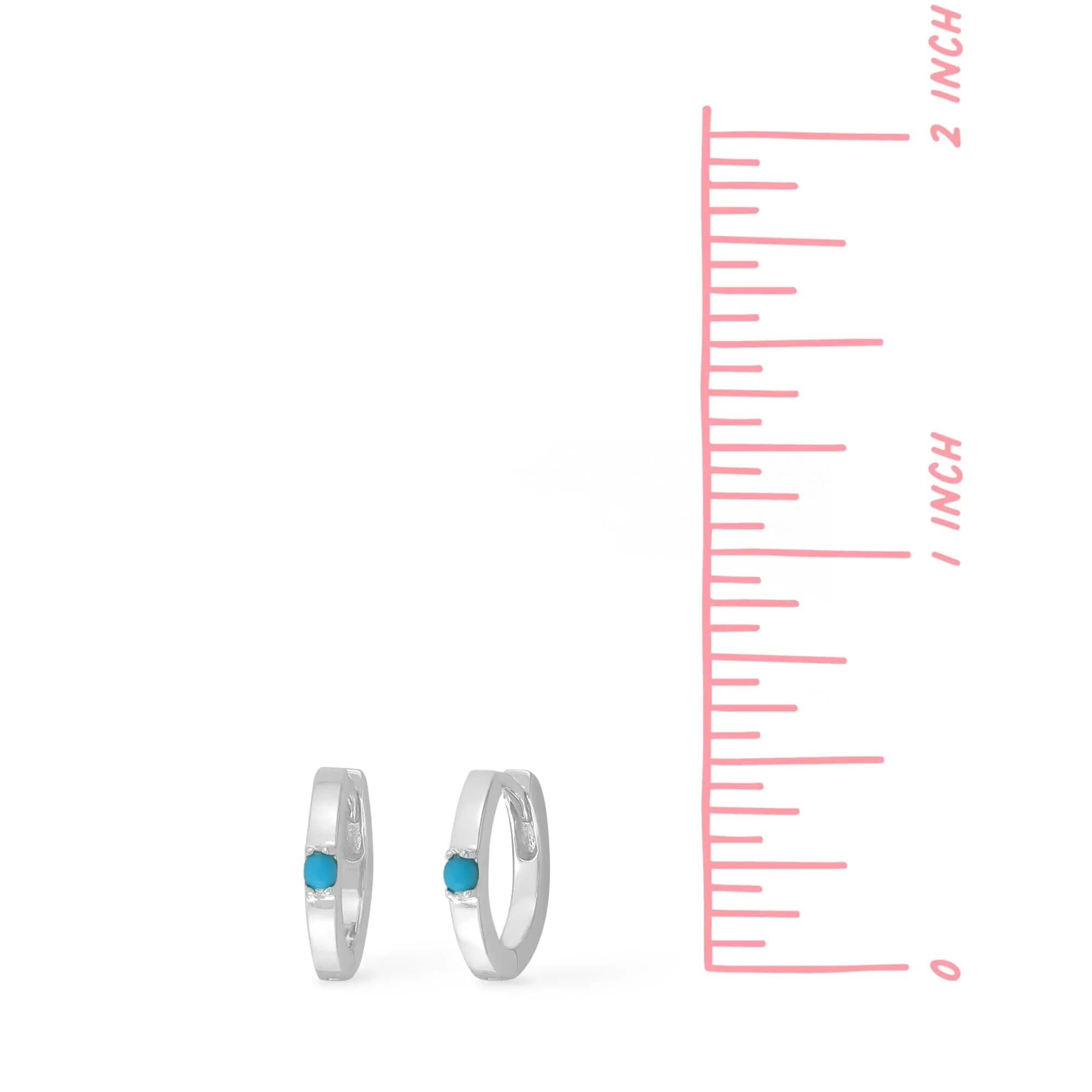 Belle Huggie Hoops with Turquoise - Image 6