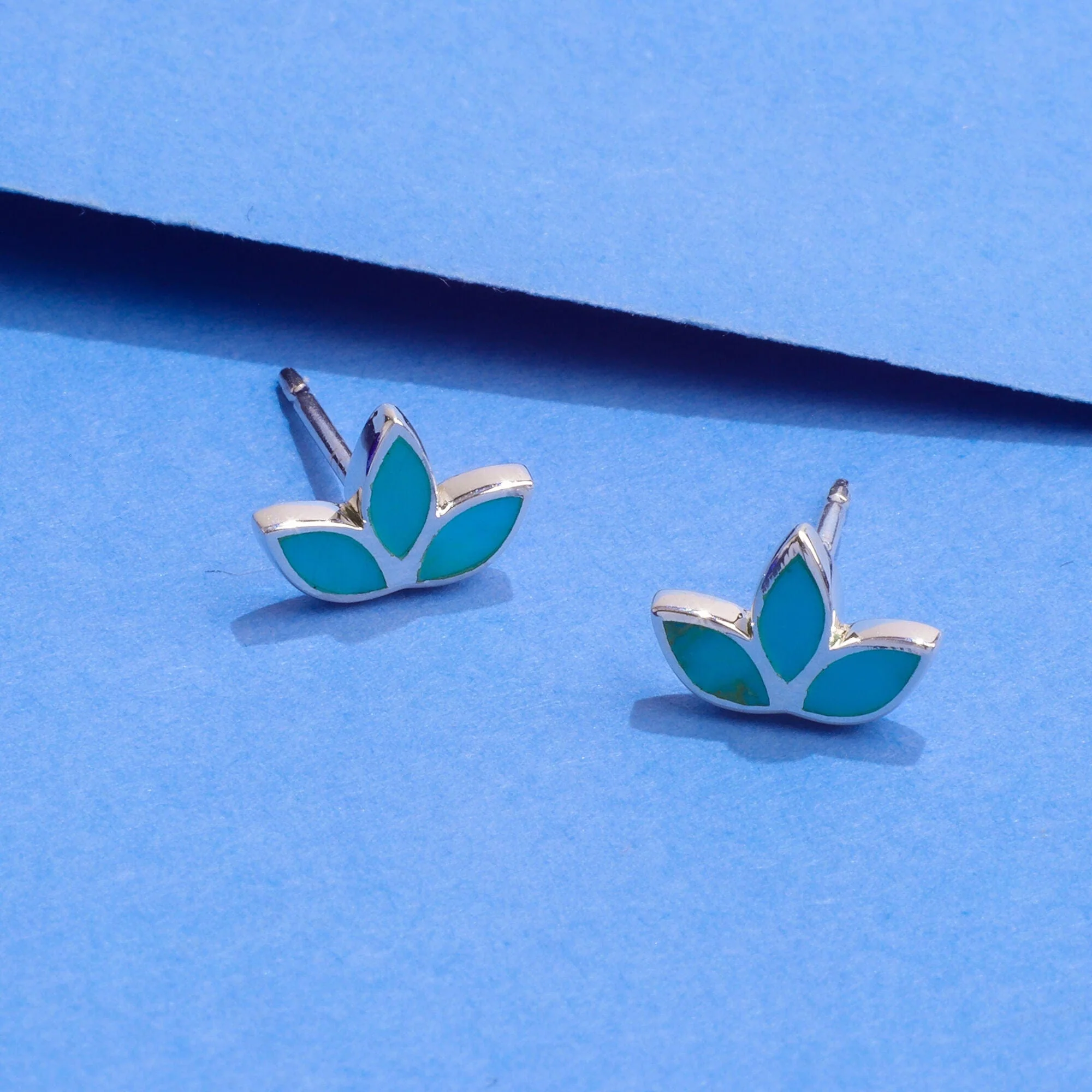 Belle Lotus Petal Studs with Stone - Image 3