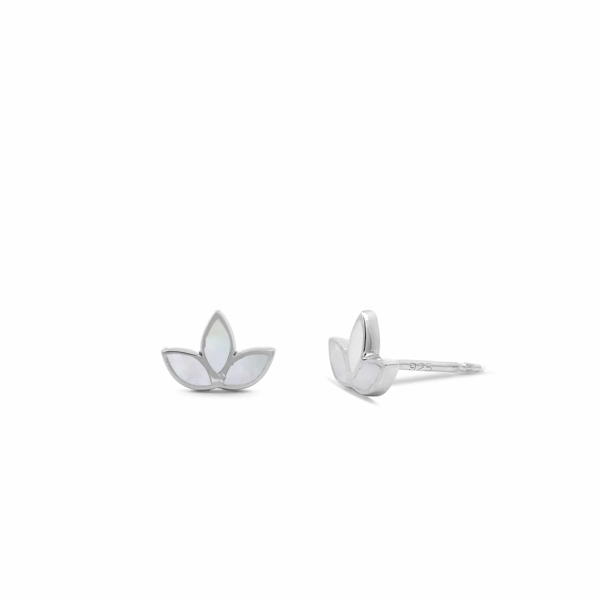Belle Lotus Petal Studs with Stone - Image 4