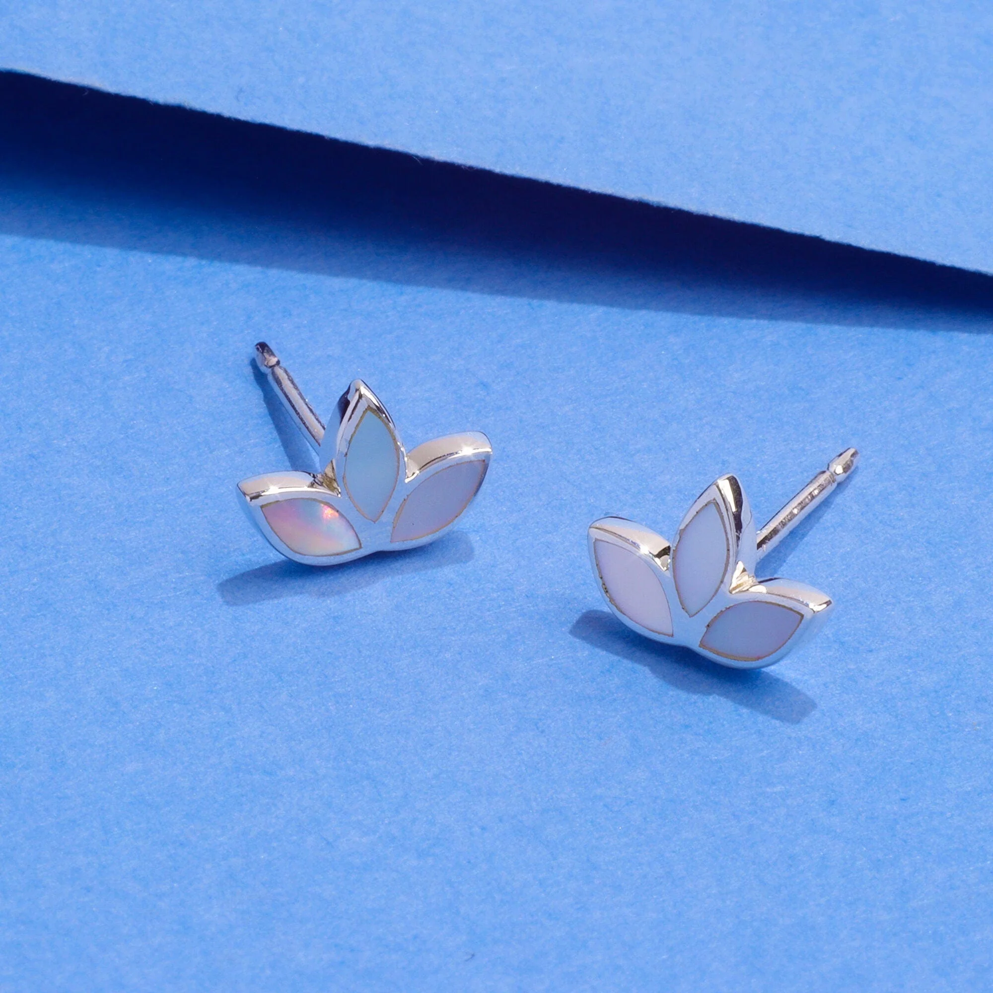 Belle Lotus Petal Studs with Stone - Image 6