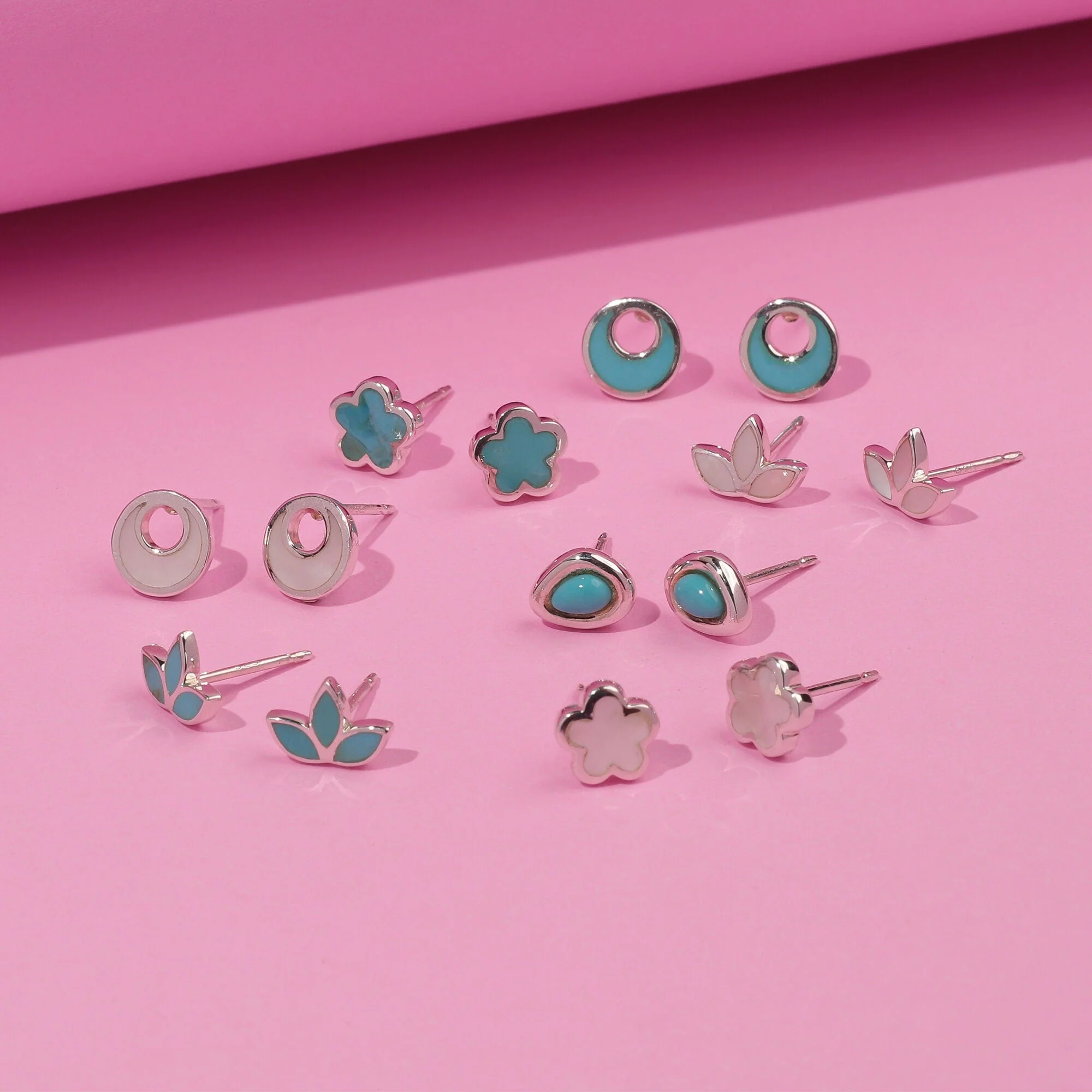 Belle Lotus Petal Studs with Stone - Image 7