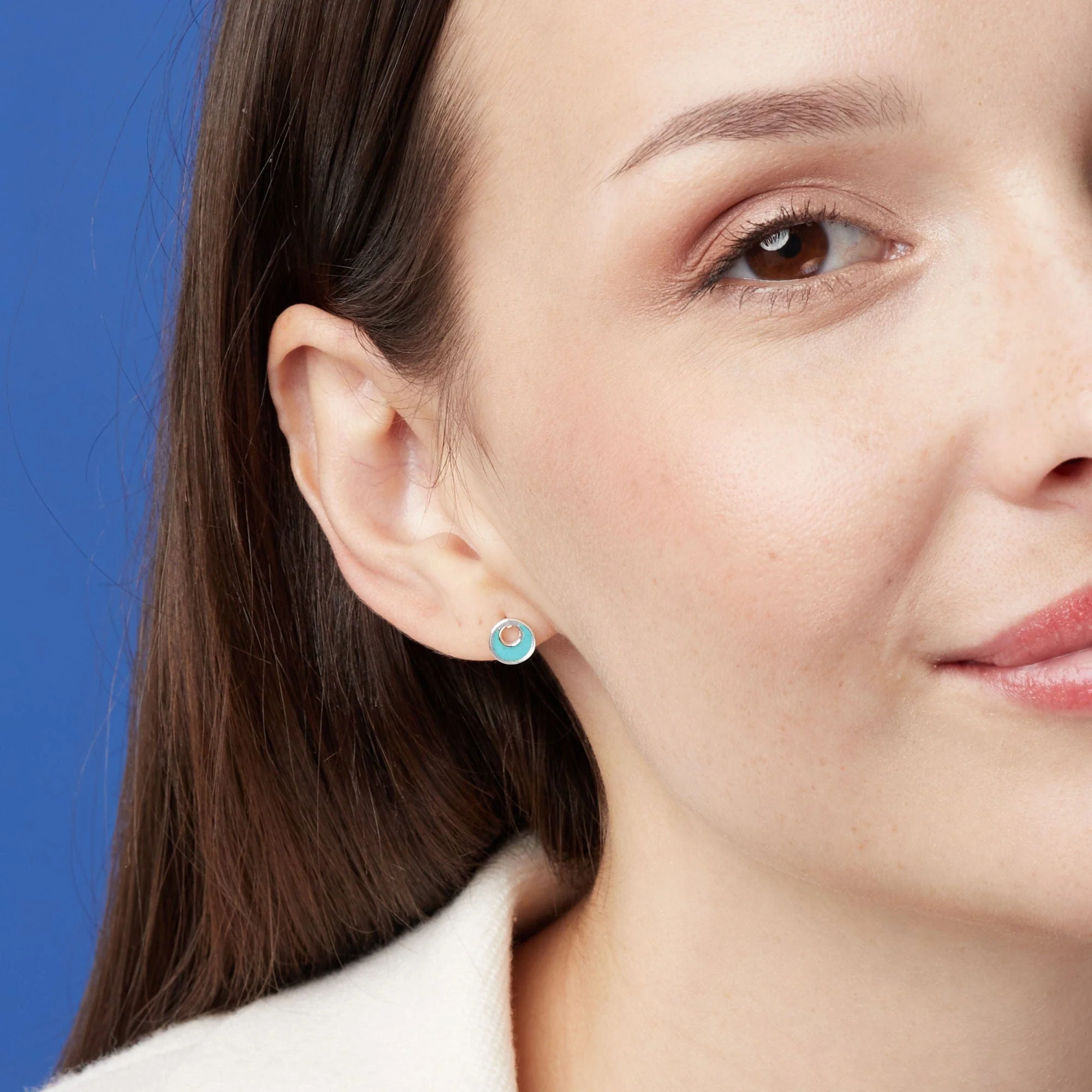 Belle Open Crescent Studs with Stone - Image 2