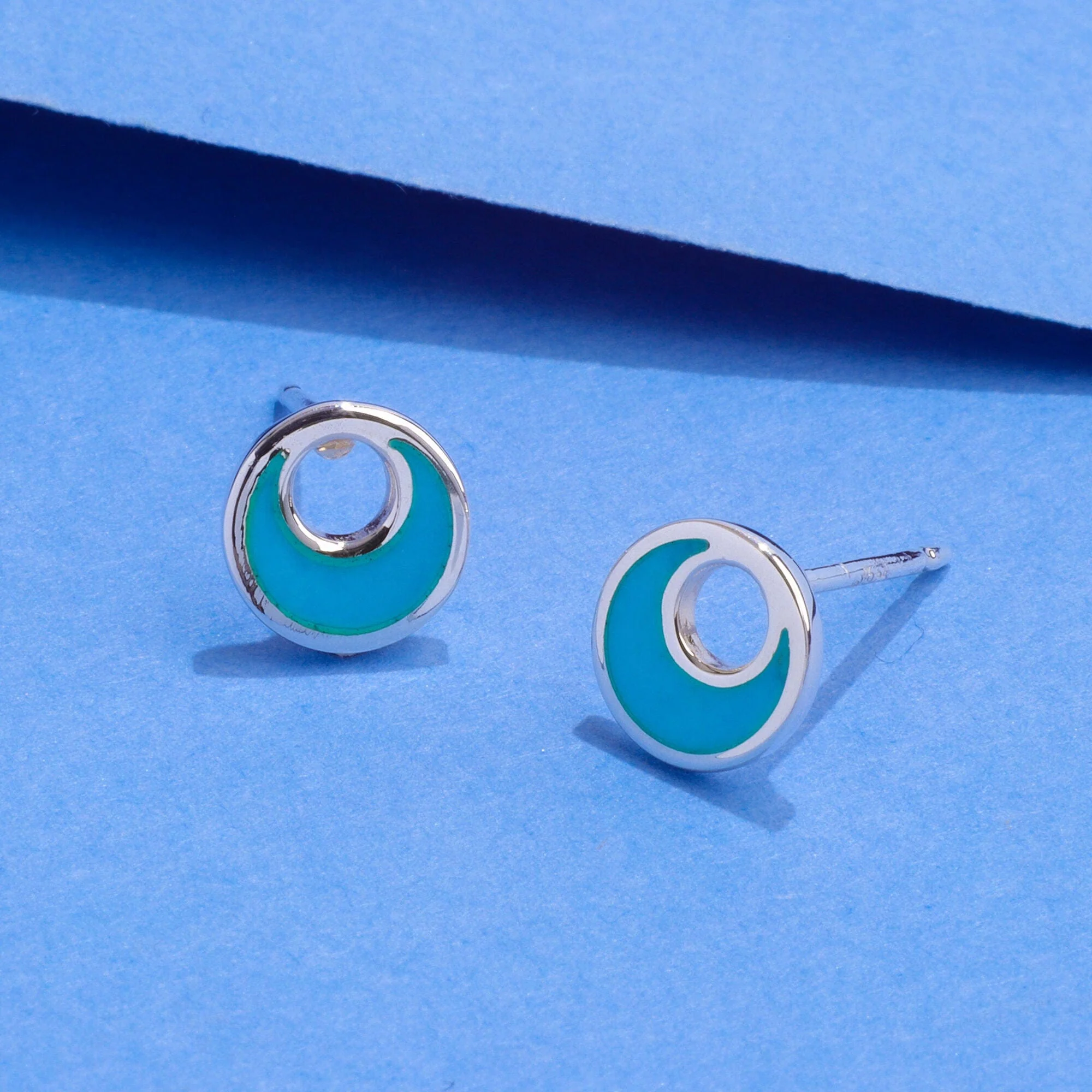 Belle Open Crescent Studs with Stone - Image 3