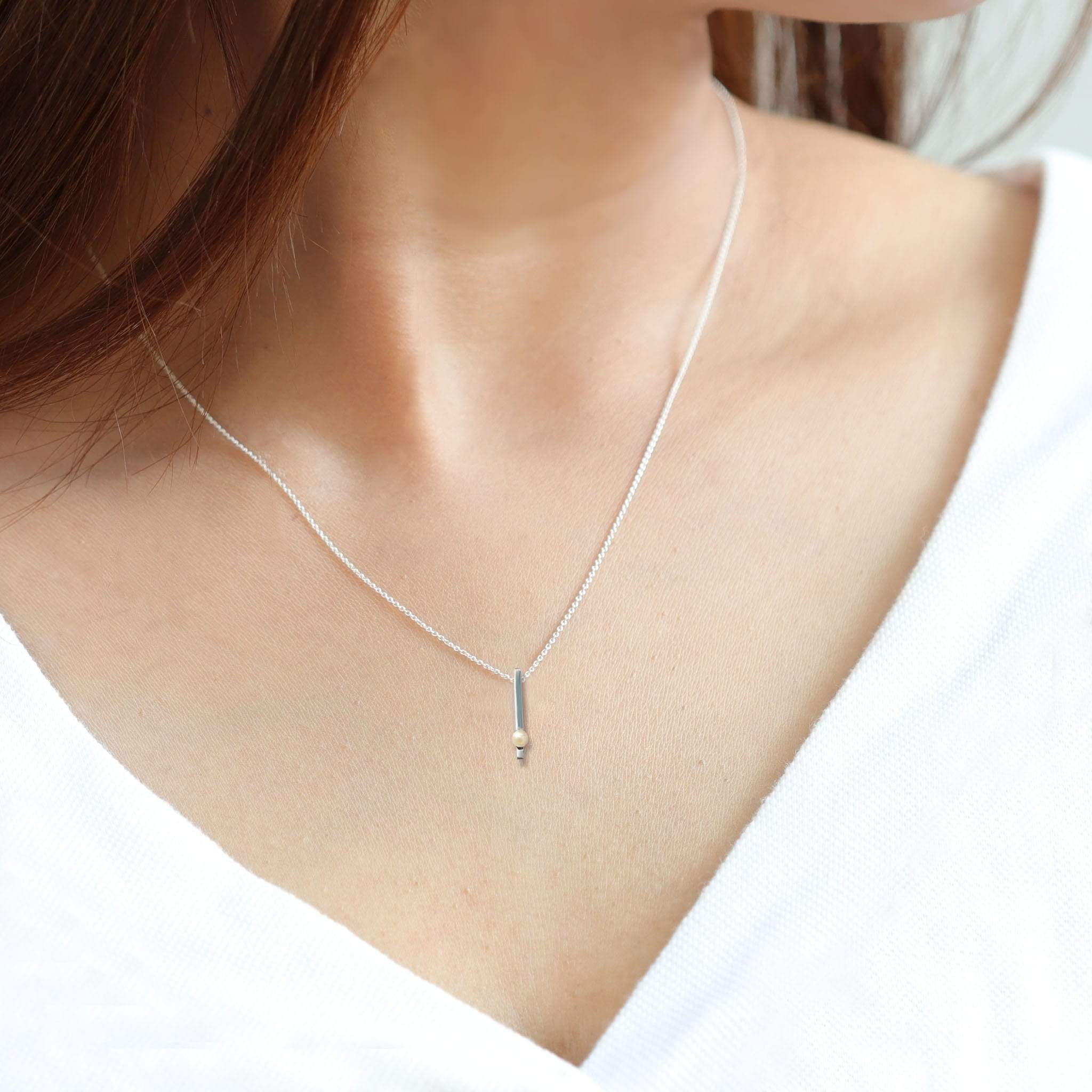 Belle Pearl Long Bar Necklace - Image 4