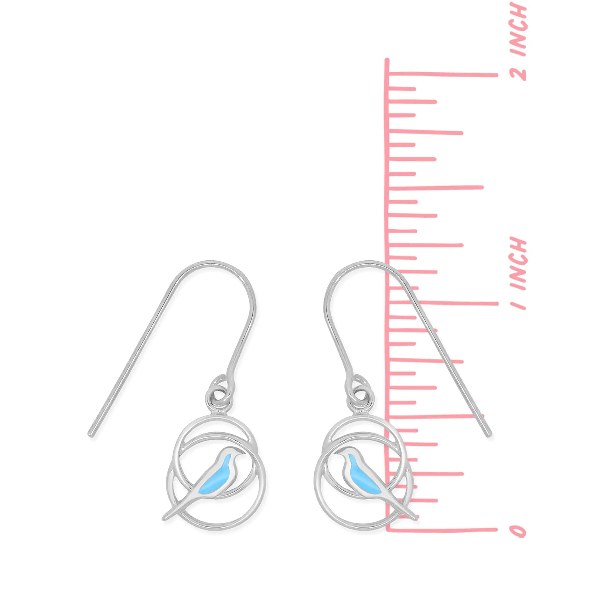Bird Enamel Drop Circle Earrings - Image 5