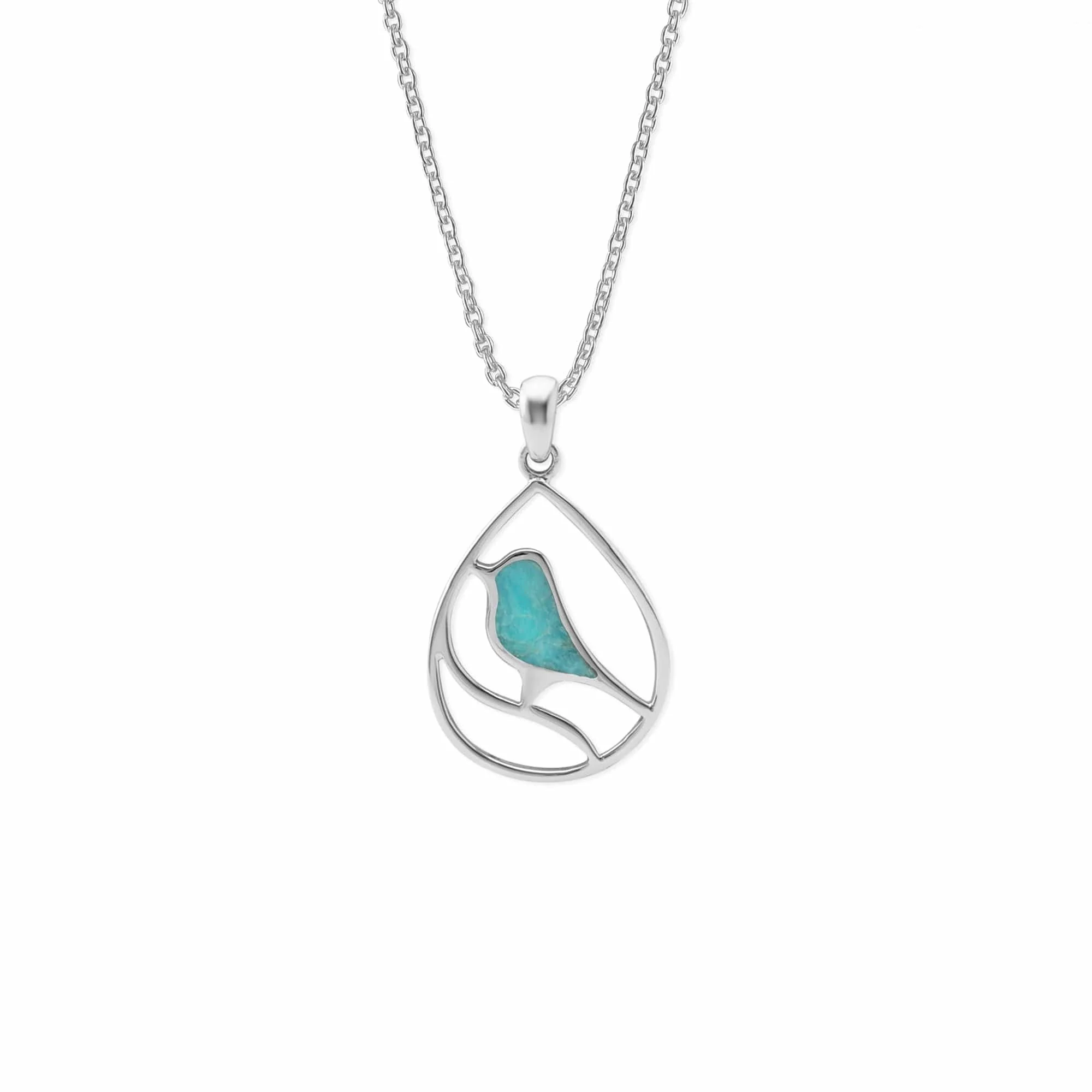 Bird Teardrop Inlay Necklace