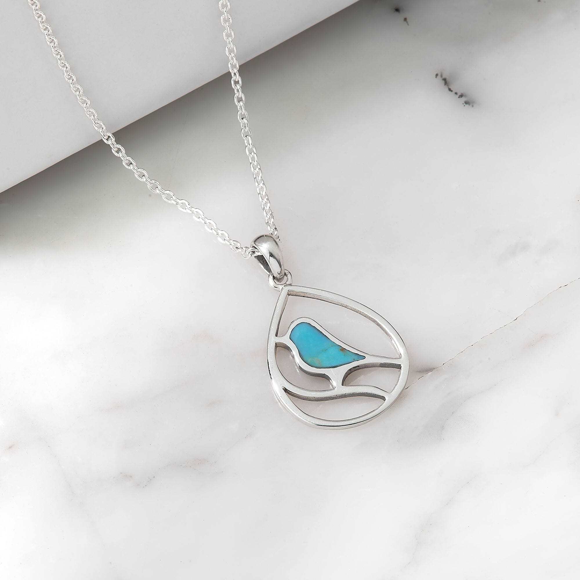 Bird Teardrop Inlay Necklace - Image 4