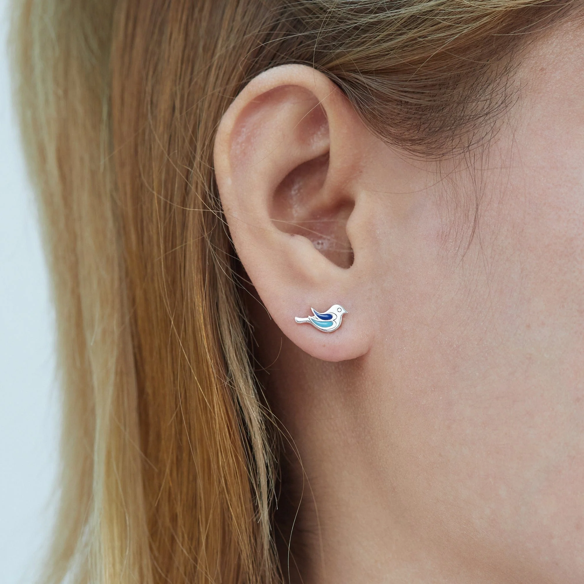 Bird Stud Earrings with Stone - Image 2