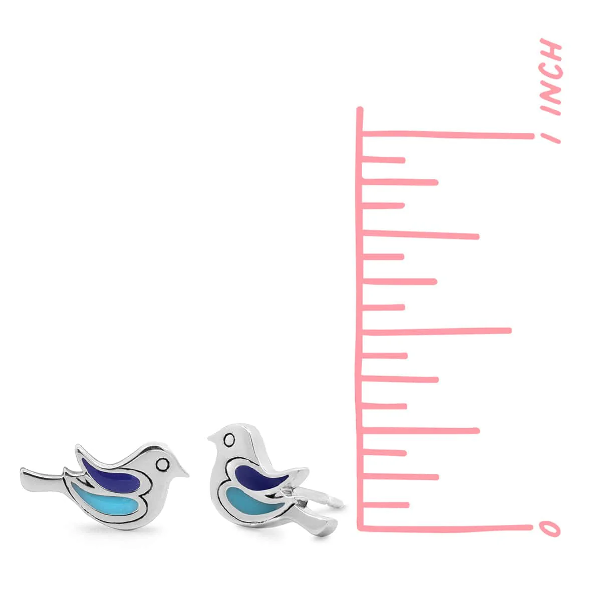 Bird Stud Earrings with Stone - Image 3