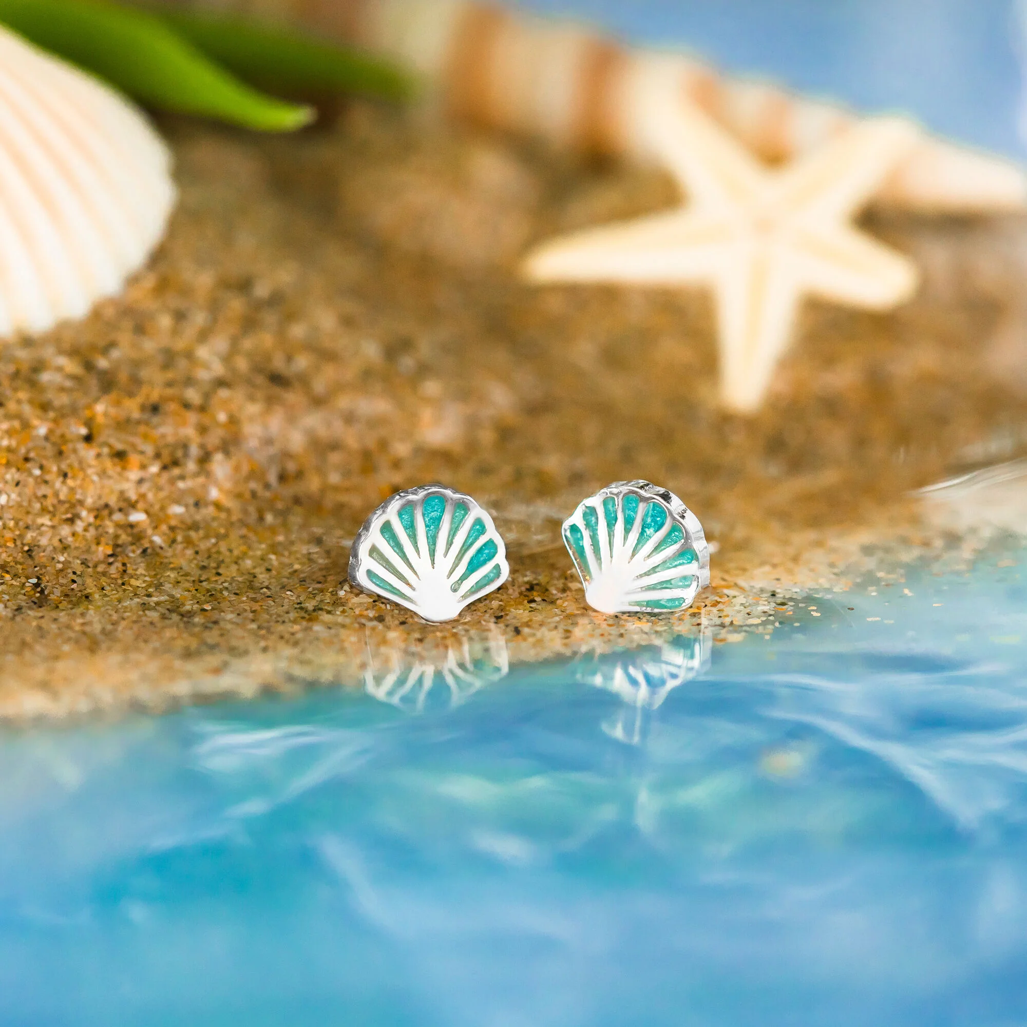 Blue Seashell Studs - Image 3