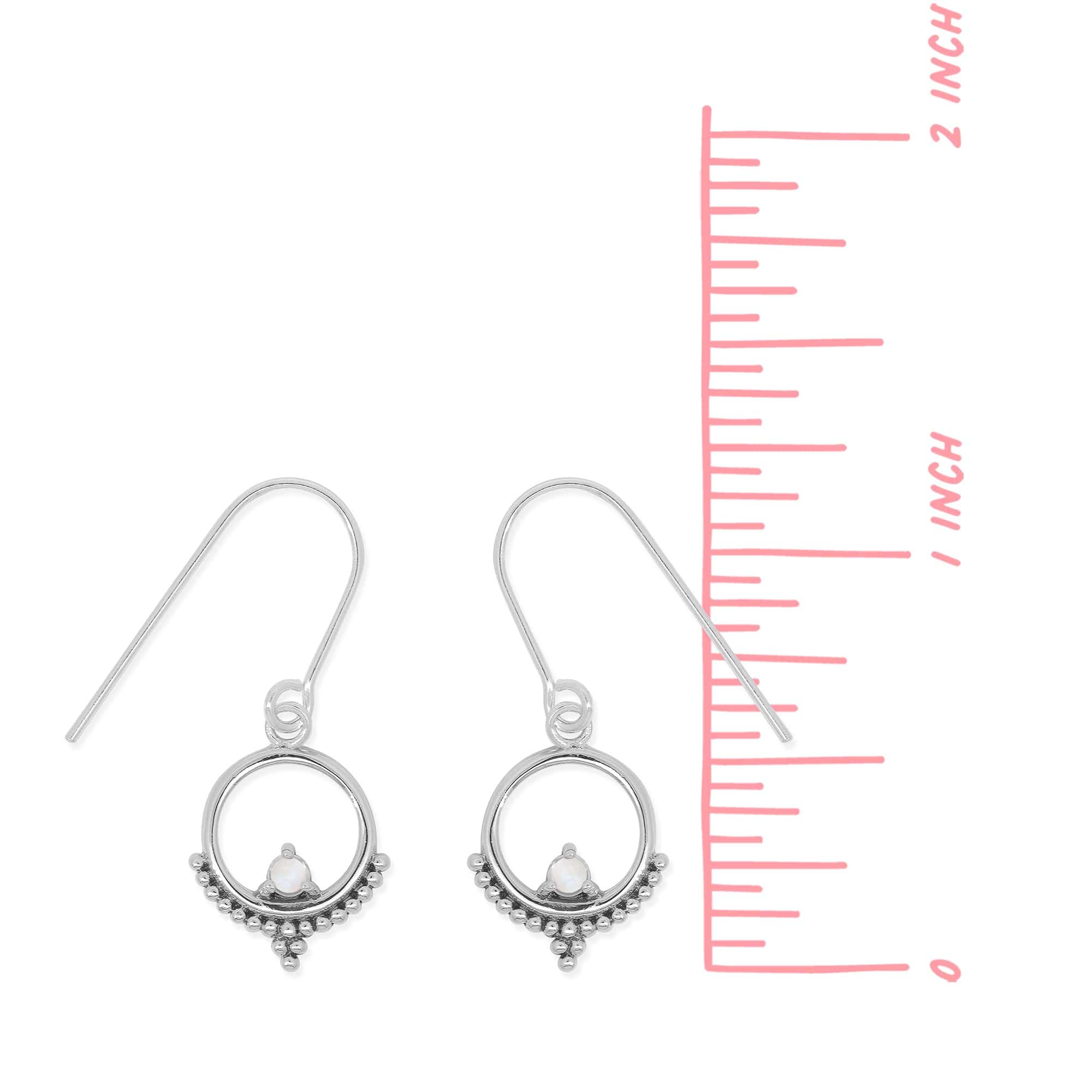 Bohemian Dot Circled Dangle Earrings with Stone - Image 3