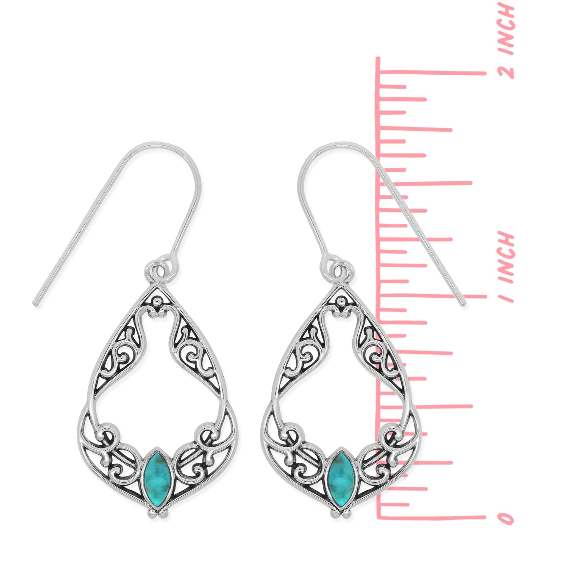 Bohemian Filigree Dangle Earrings with Marquise Stone - Image 5