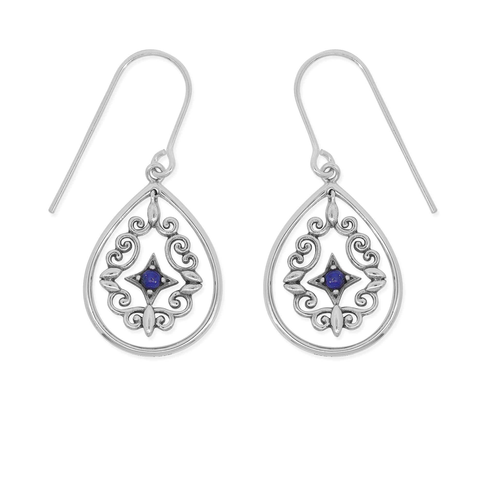 Bohemian Filigree Dangle Earrings with Stone - Image 3