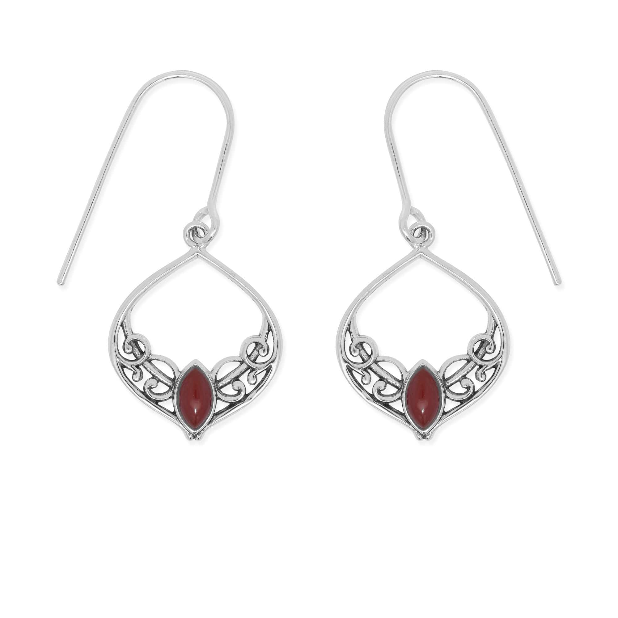 Bohemian Filigree Vine Dangle Earrings with Stone - Image 3