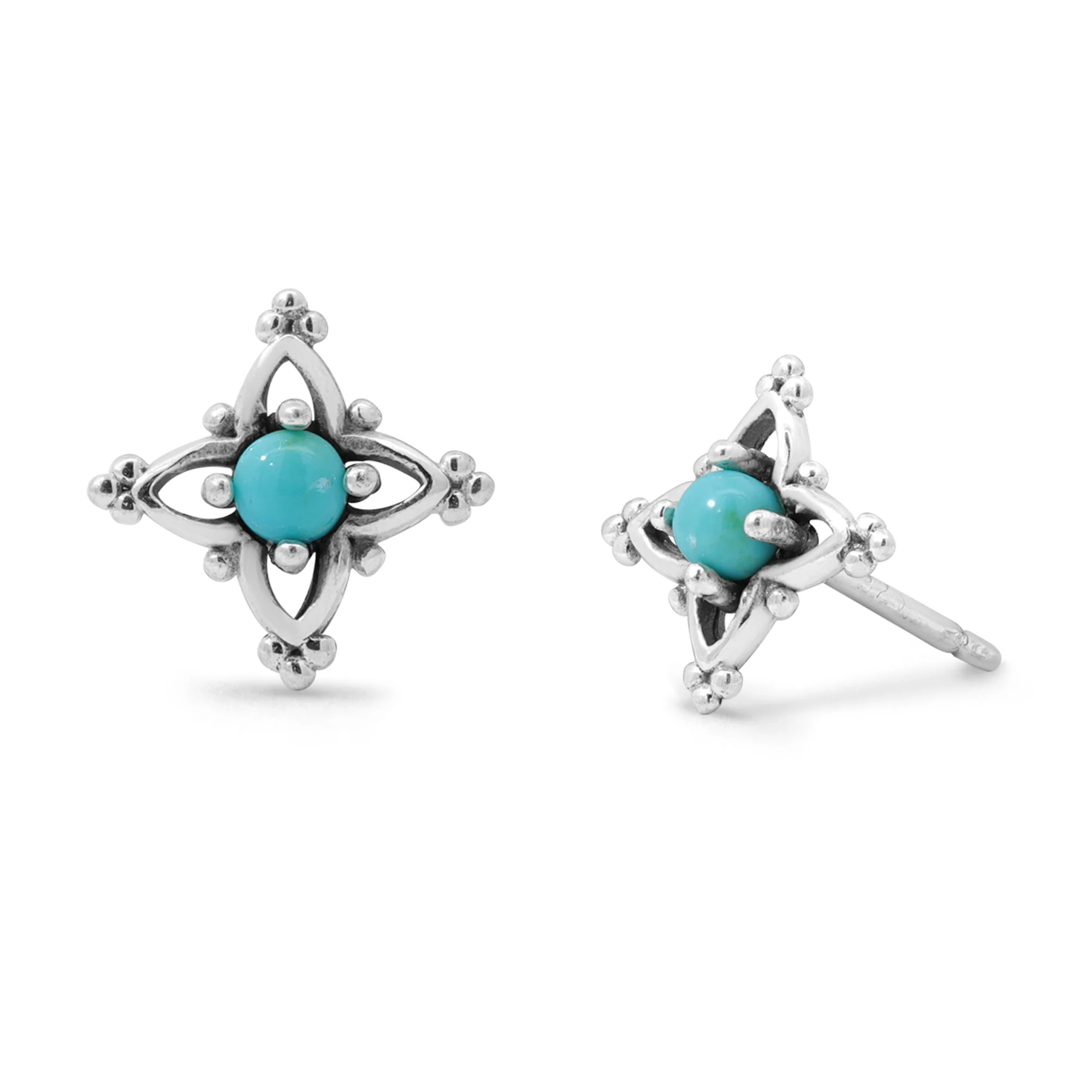 Bohemian Vintage Stud Earrings with Turquoise