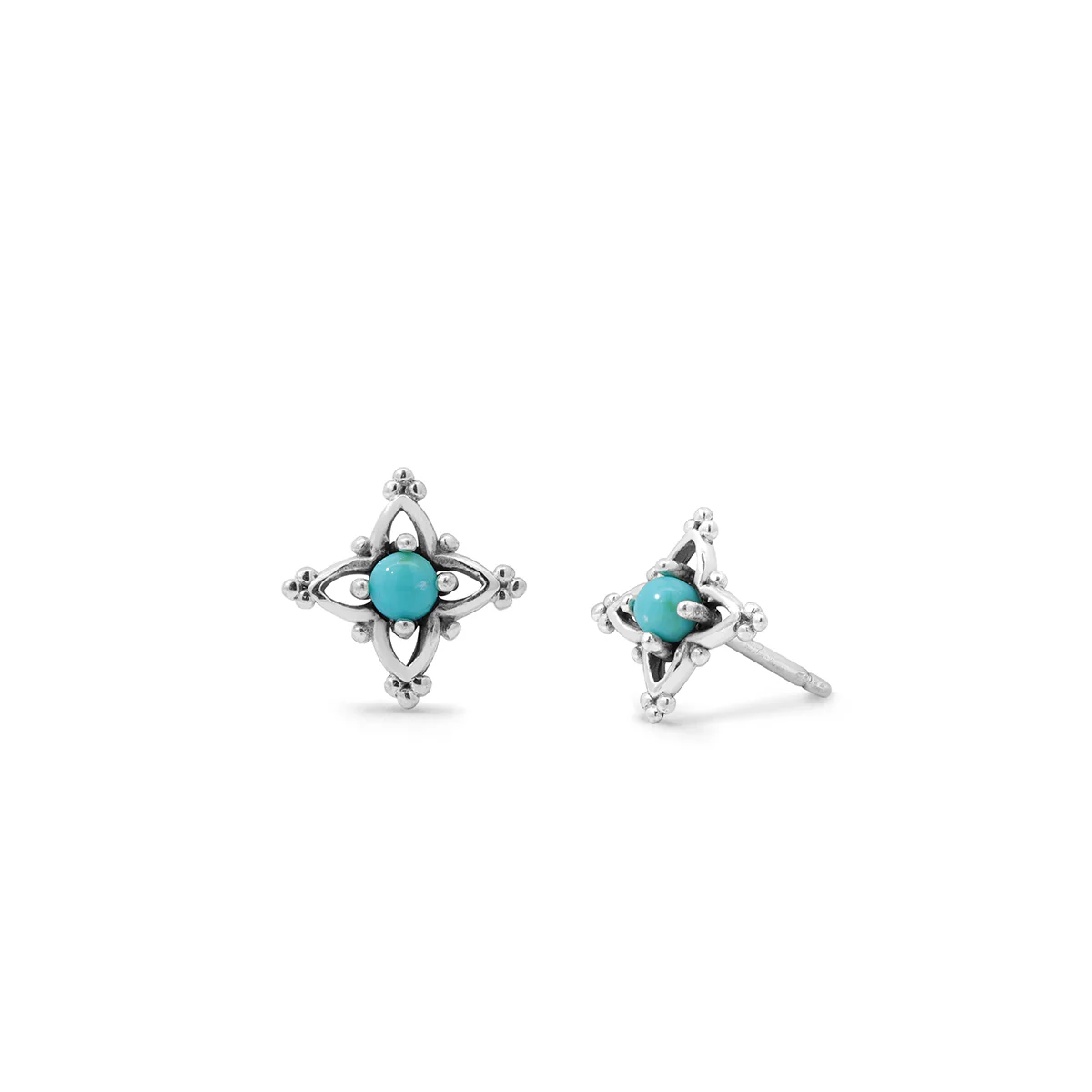 Bohemian Vintage Stud Earrings with Turquoise - Image 3