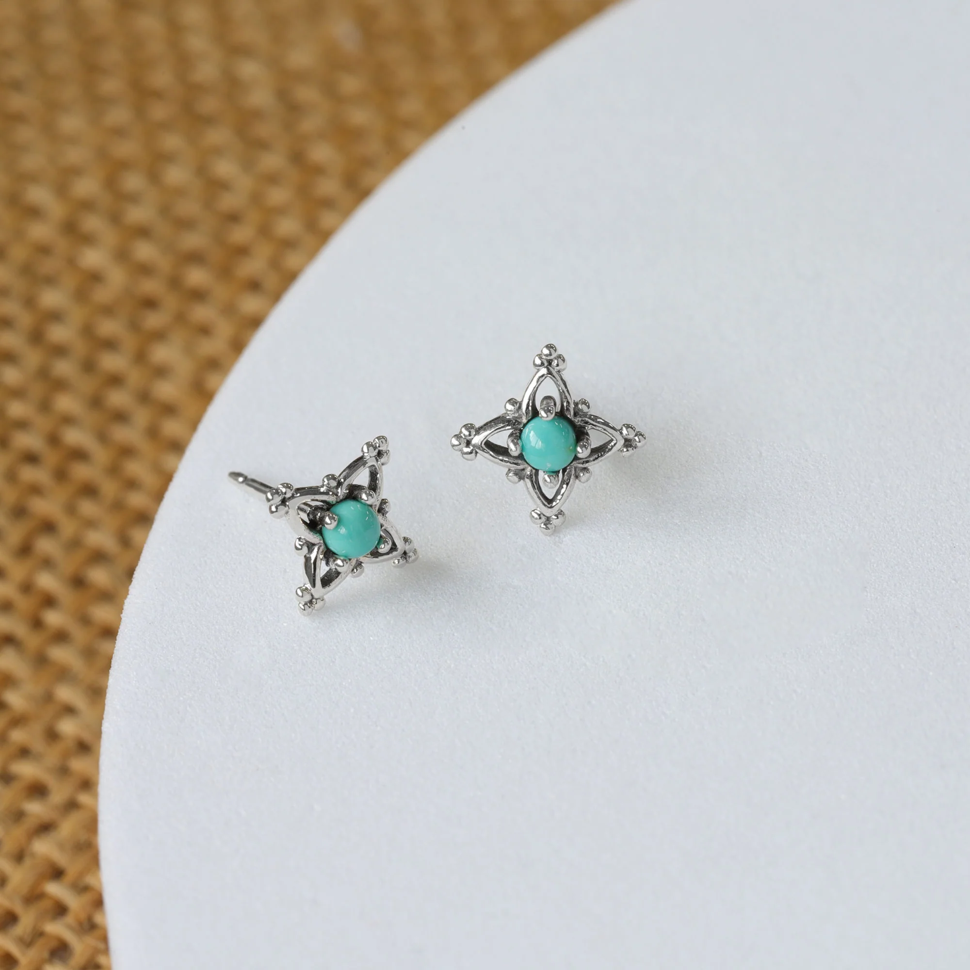 Bohemian Vintage Stud Earrings with Turquoise - Image 5