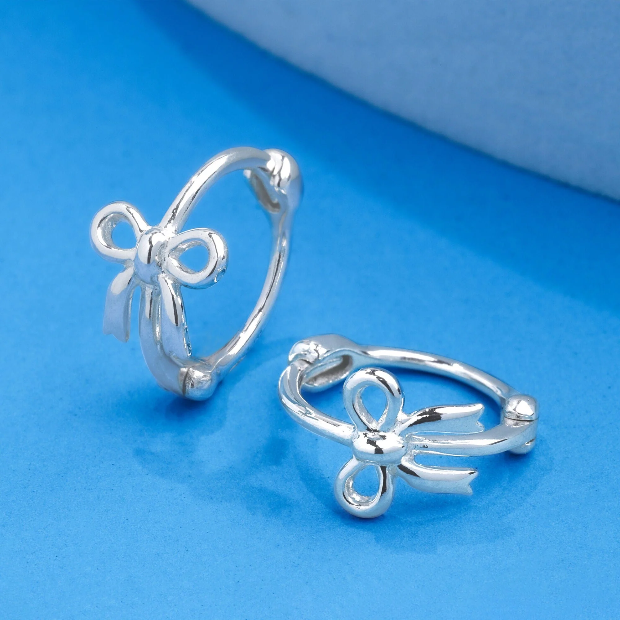 Bow Tie Ribbon Huggie Hoop Earrings - Image 5