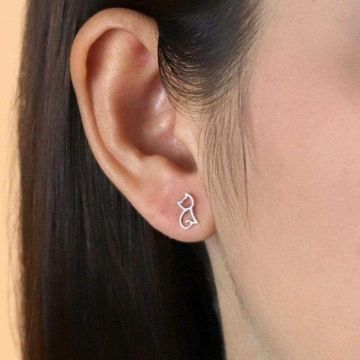 Cat Design Stud Earrings - Image 3