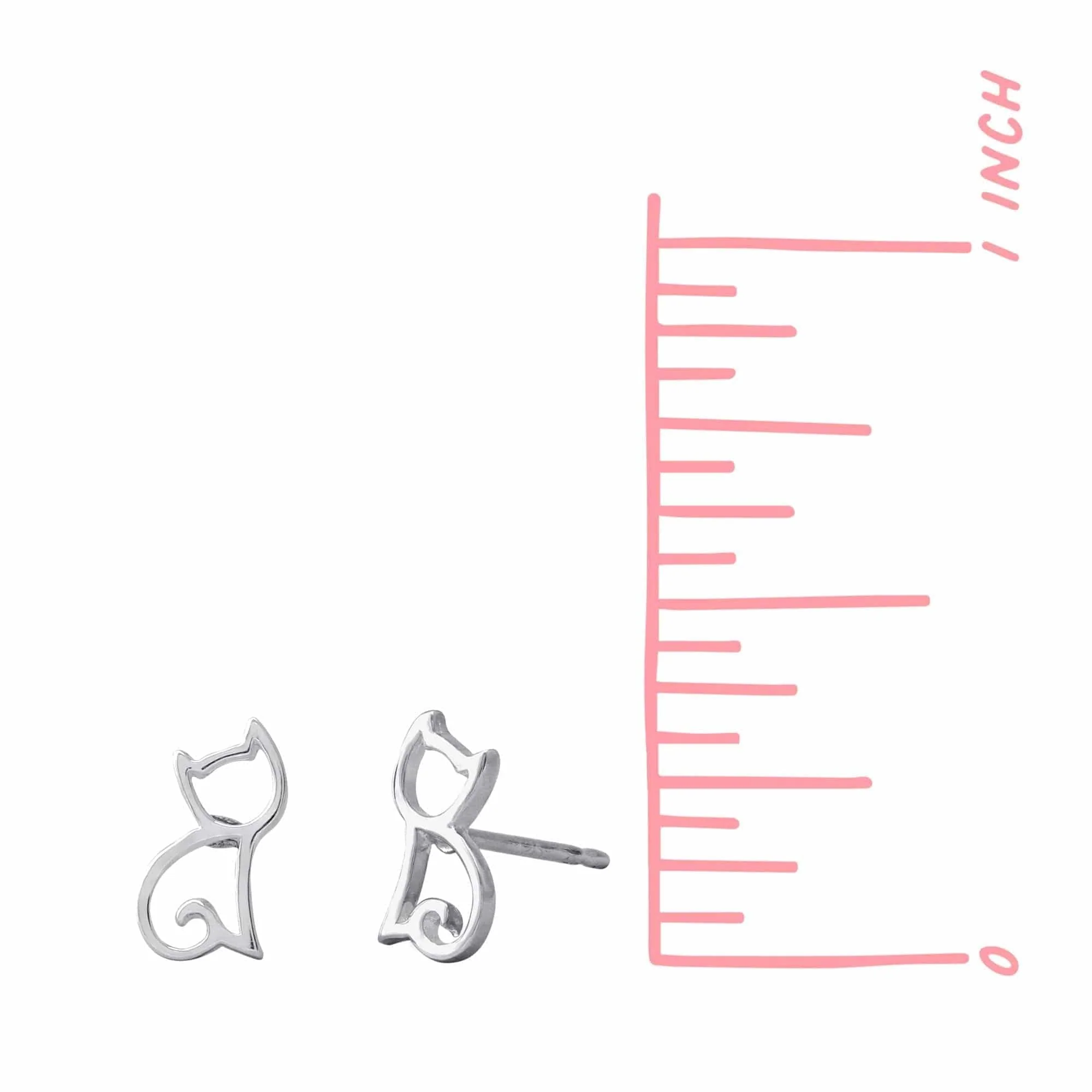 Cat Design Stud Earrings - Image 5