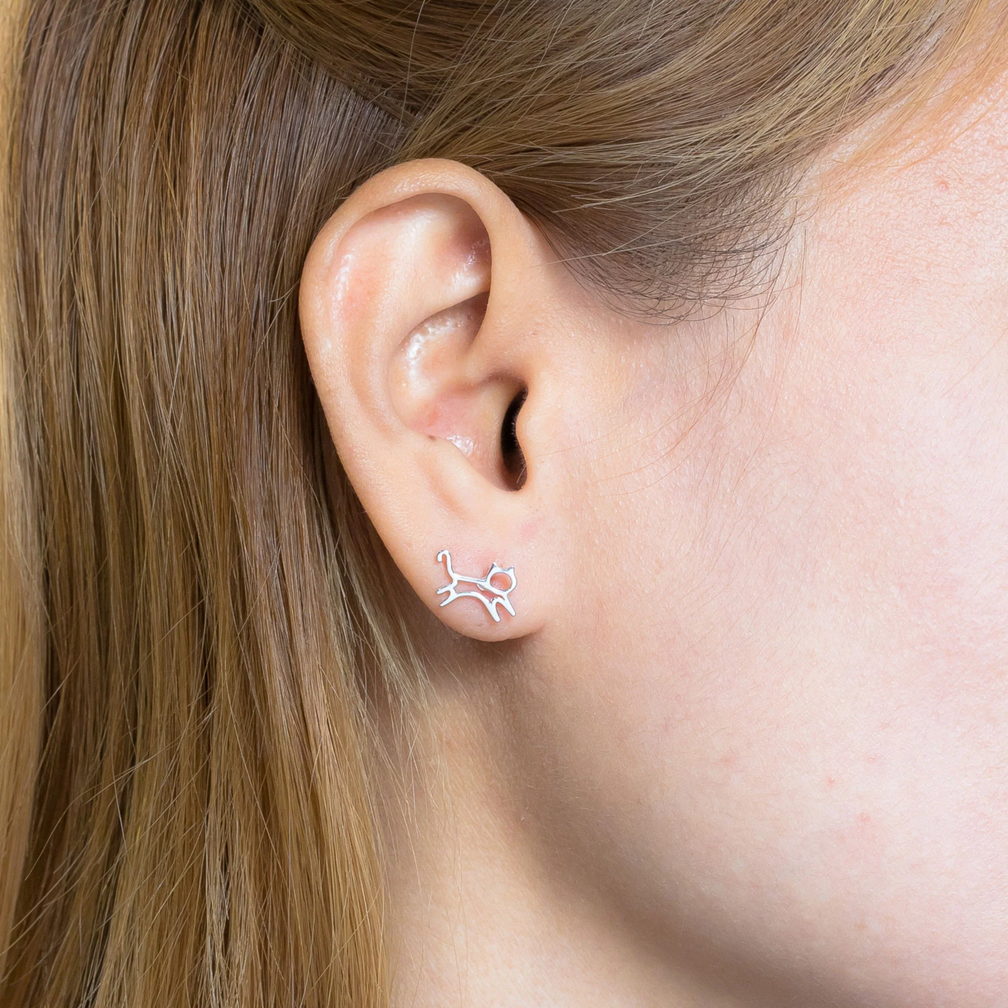 Cat Outline Stud Earrings - Image 2