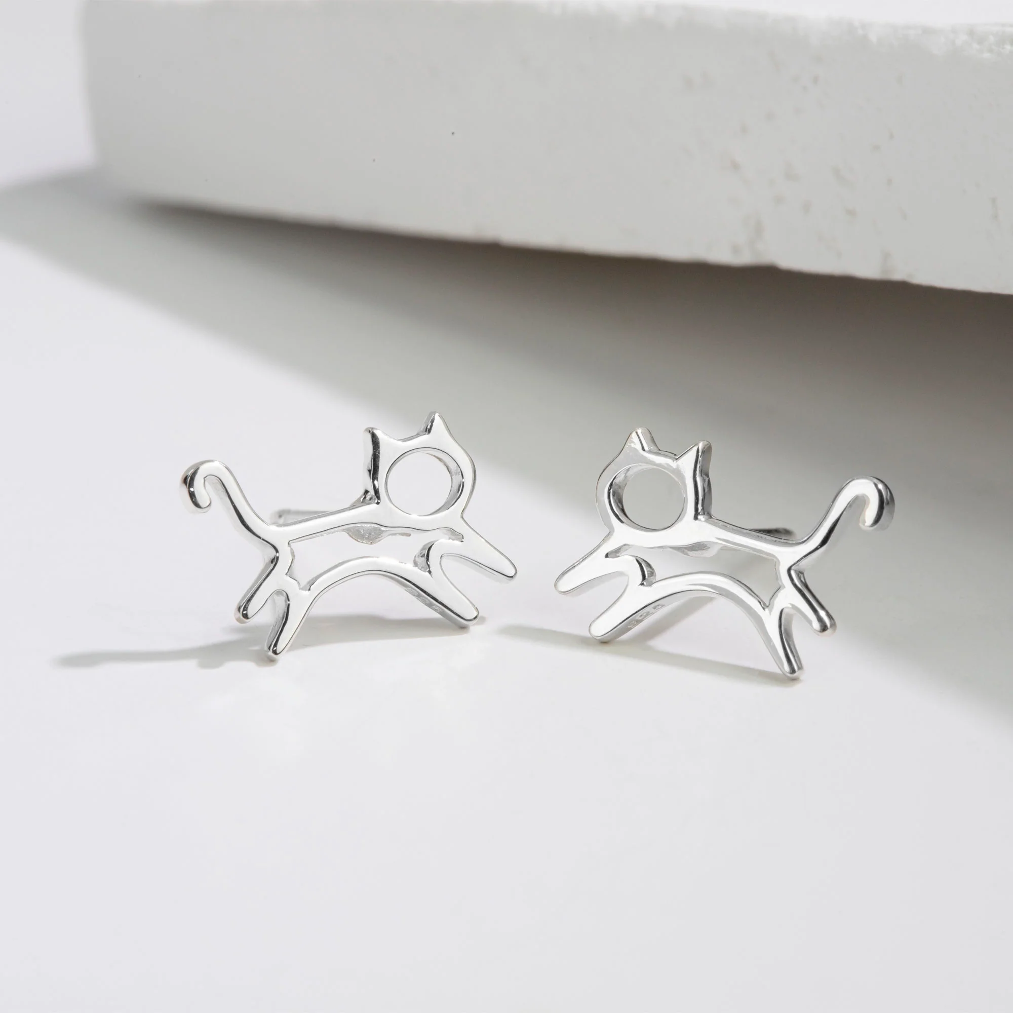 Cat Outline Stud Earrings - Image 3