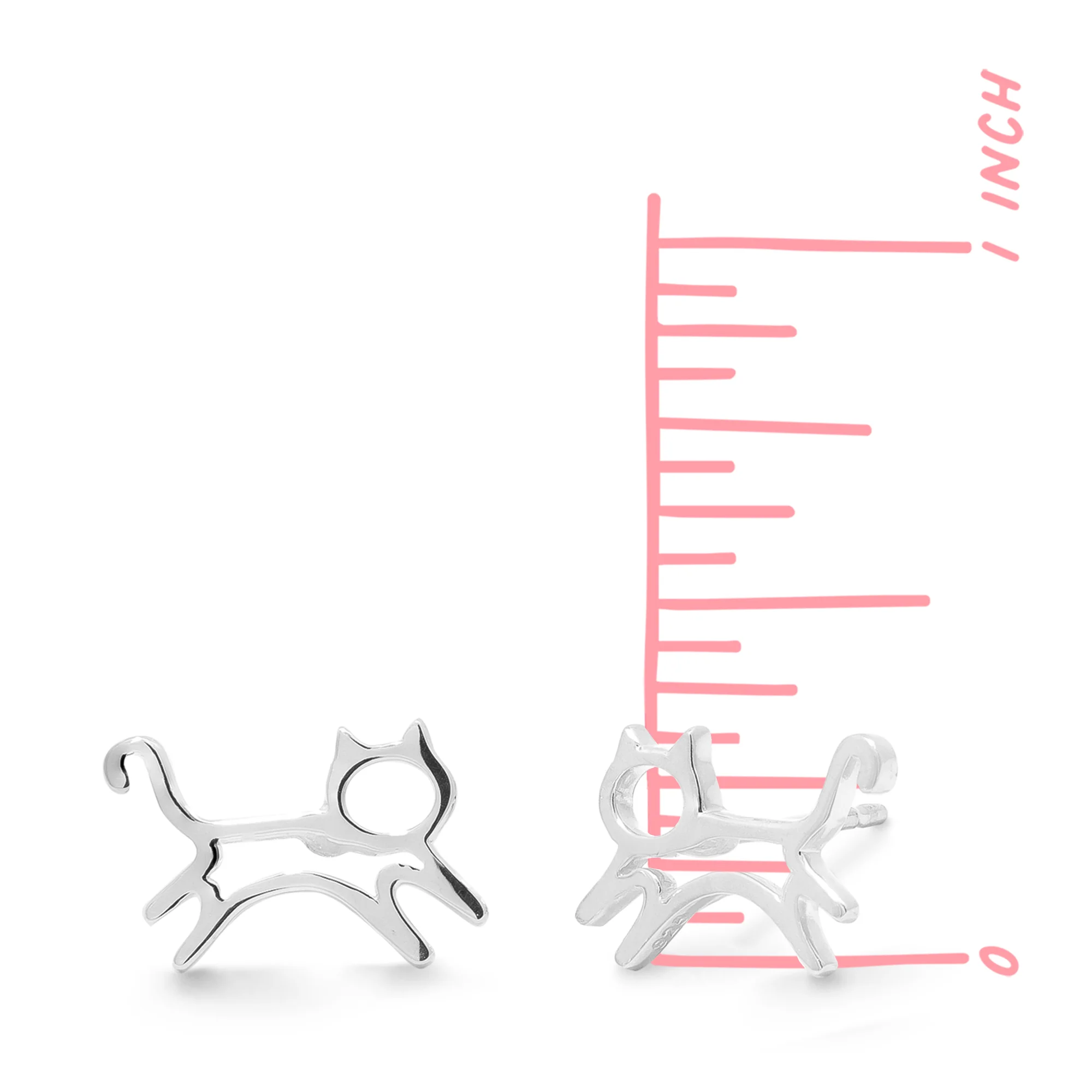 Cat Outline Stud Earrings - Image 4
