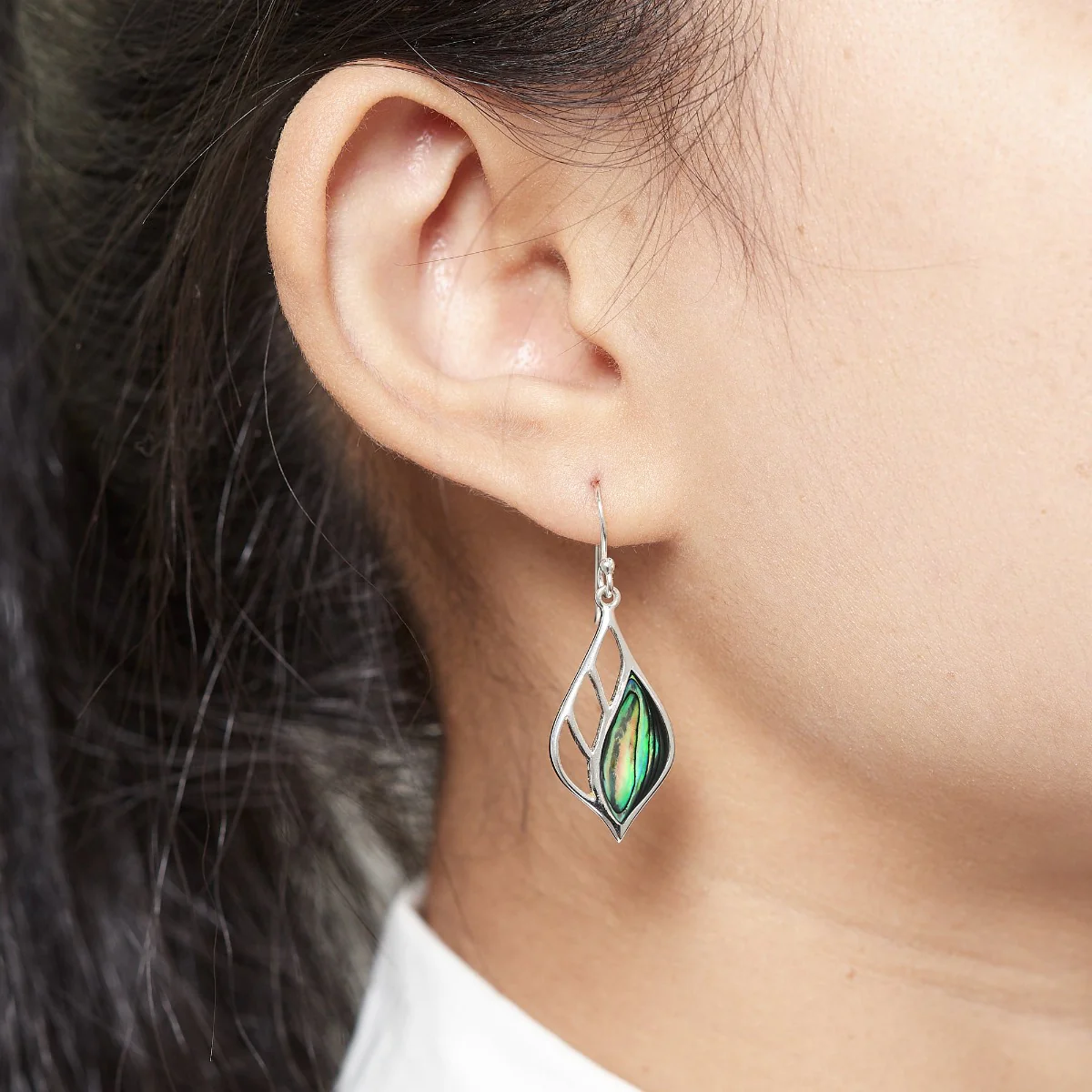 Lotus Flower Dangle Earrings - Image 2