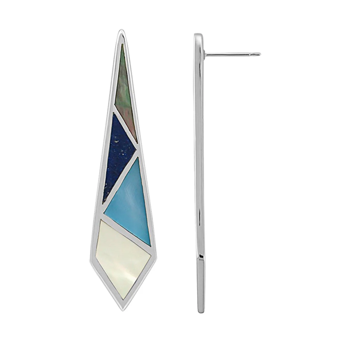 Kite Shaped 4-Stone Stud Earrings