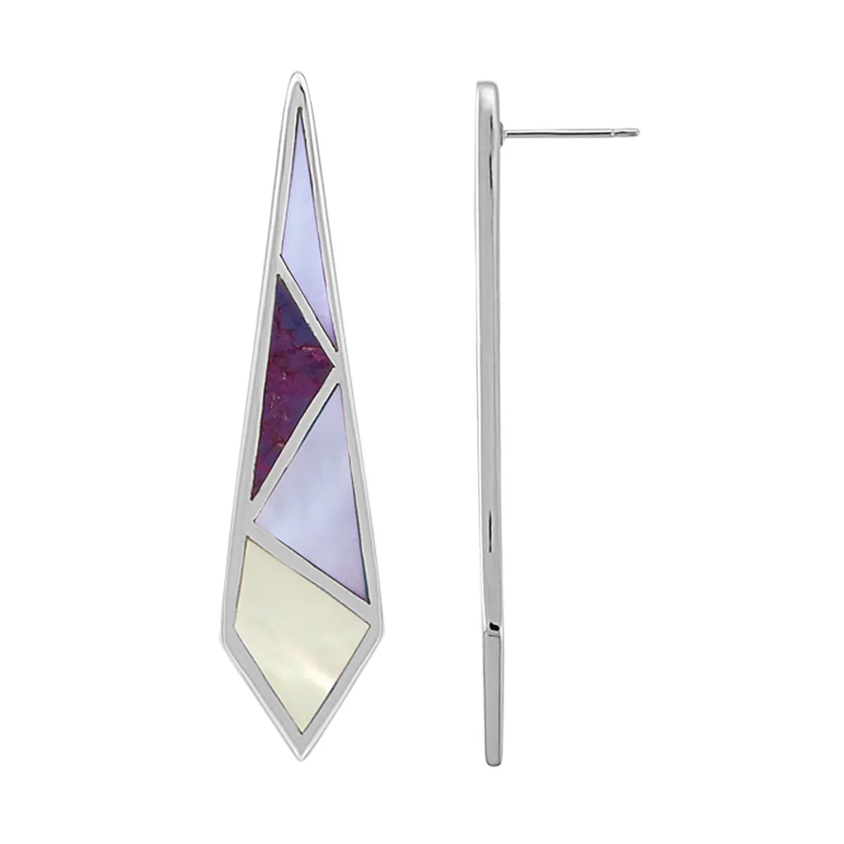 Kite Shaped 4-Stone Stud Earrings - Image 2