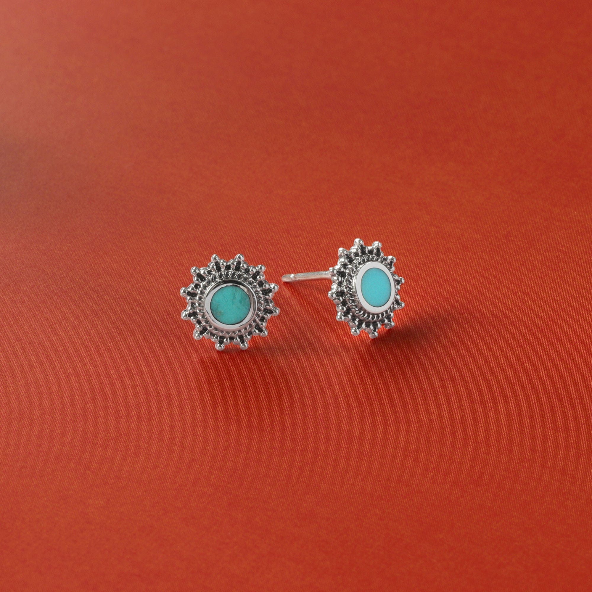 Circle Bohemian Stud Earrings with Stone - Image 3