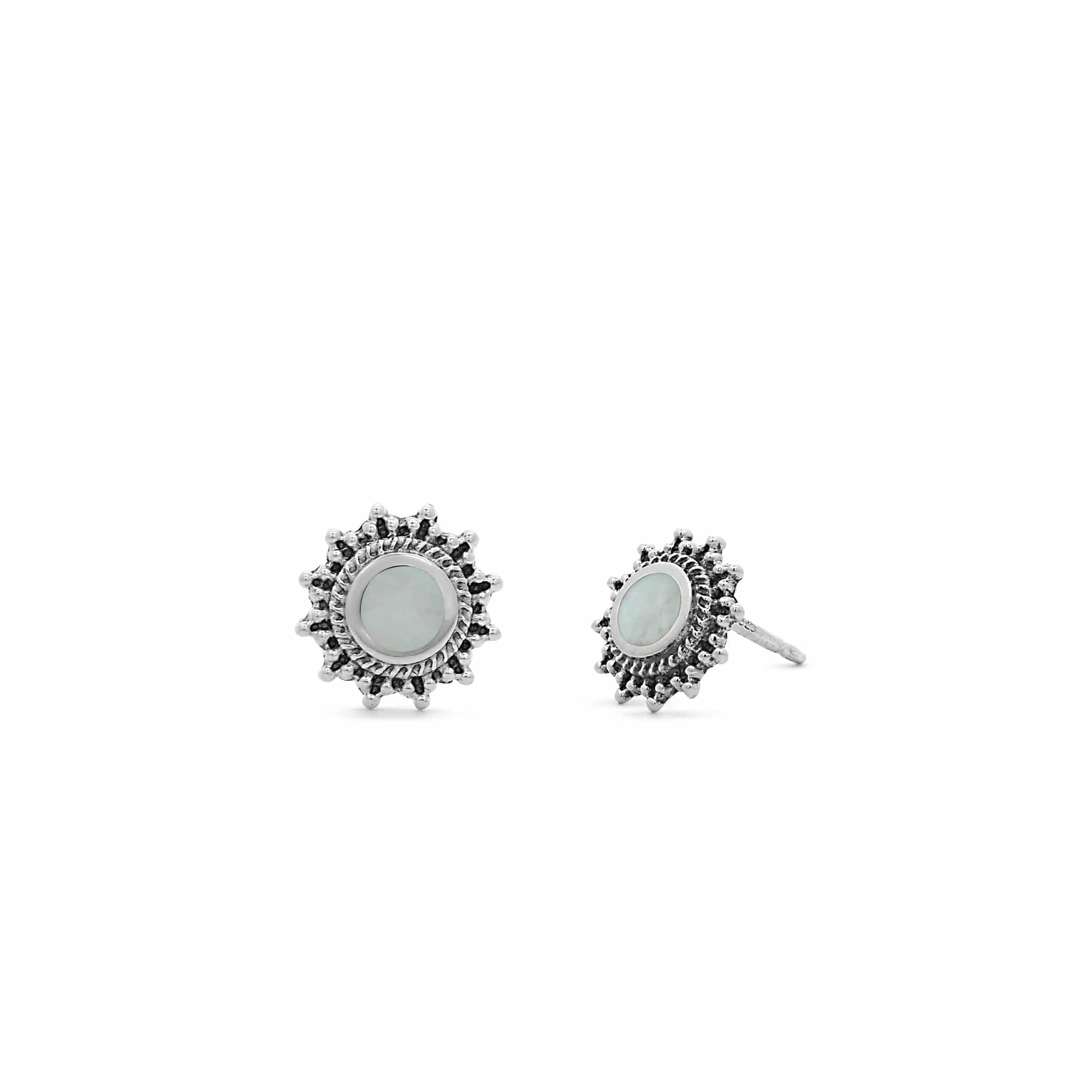 Circle Bohemian Stud Earrings with Stone - Image 4