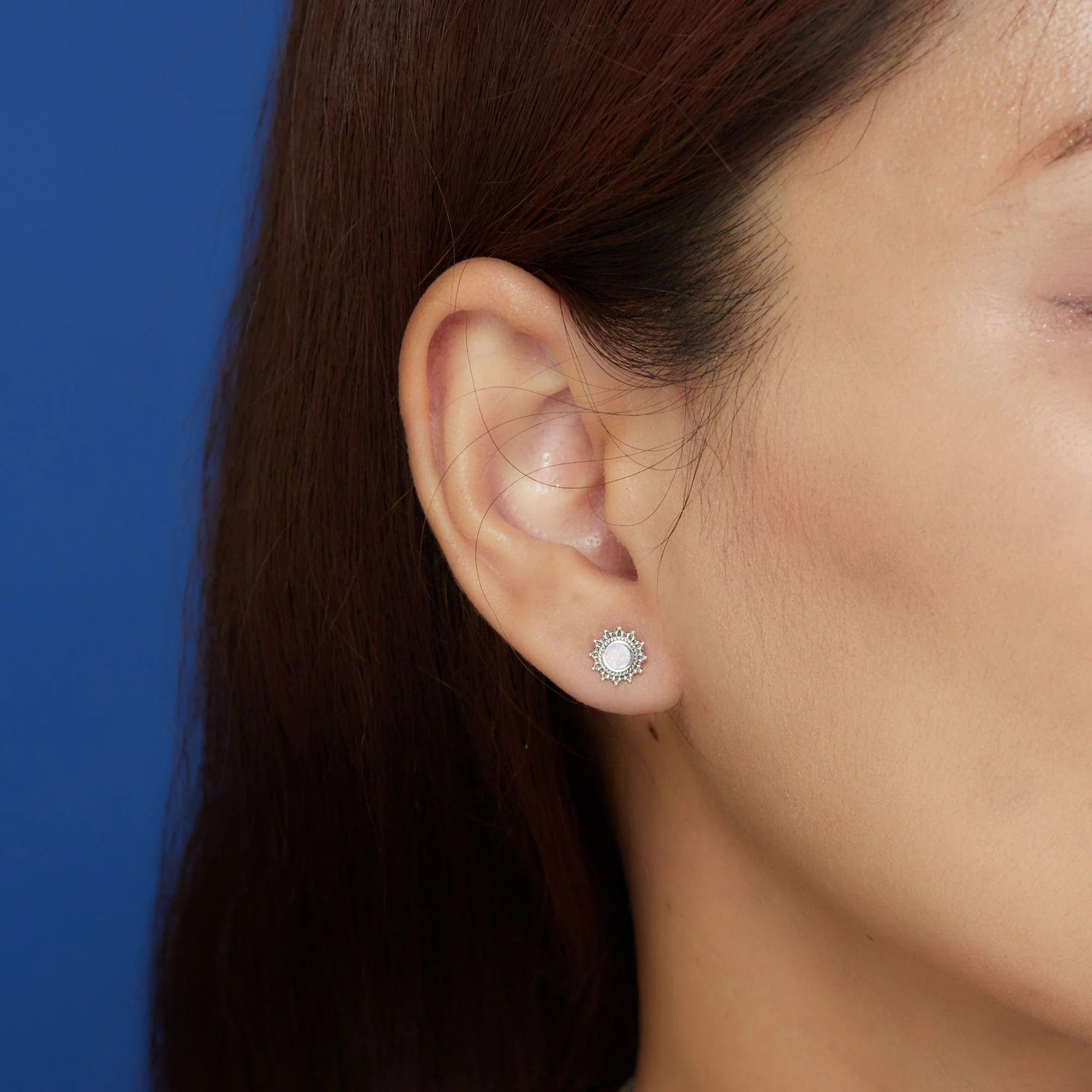 Circle Bohemian Stud Earrings with Stone - Image 5