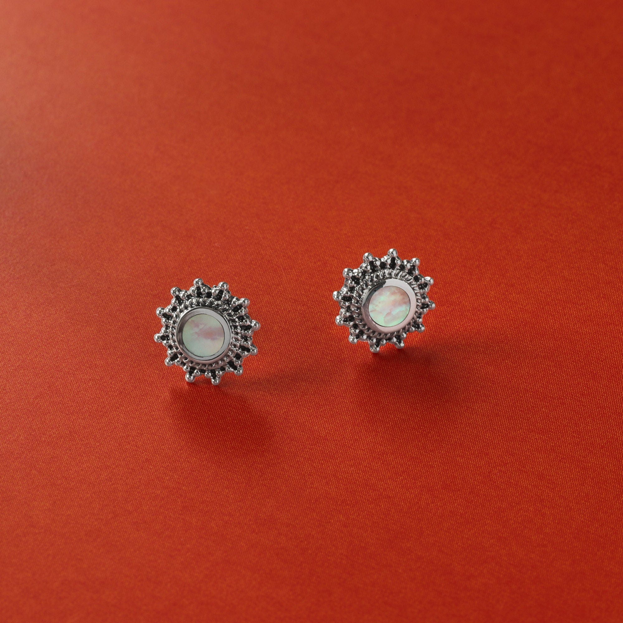 Circle Bohemian Stud Earrings with Stone - Image 6