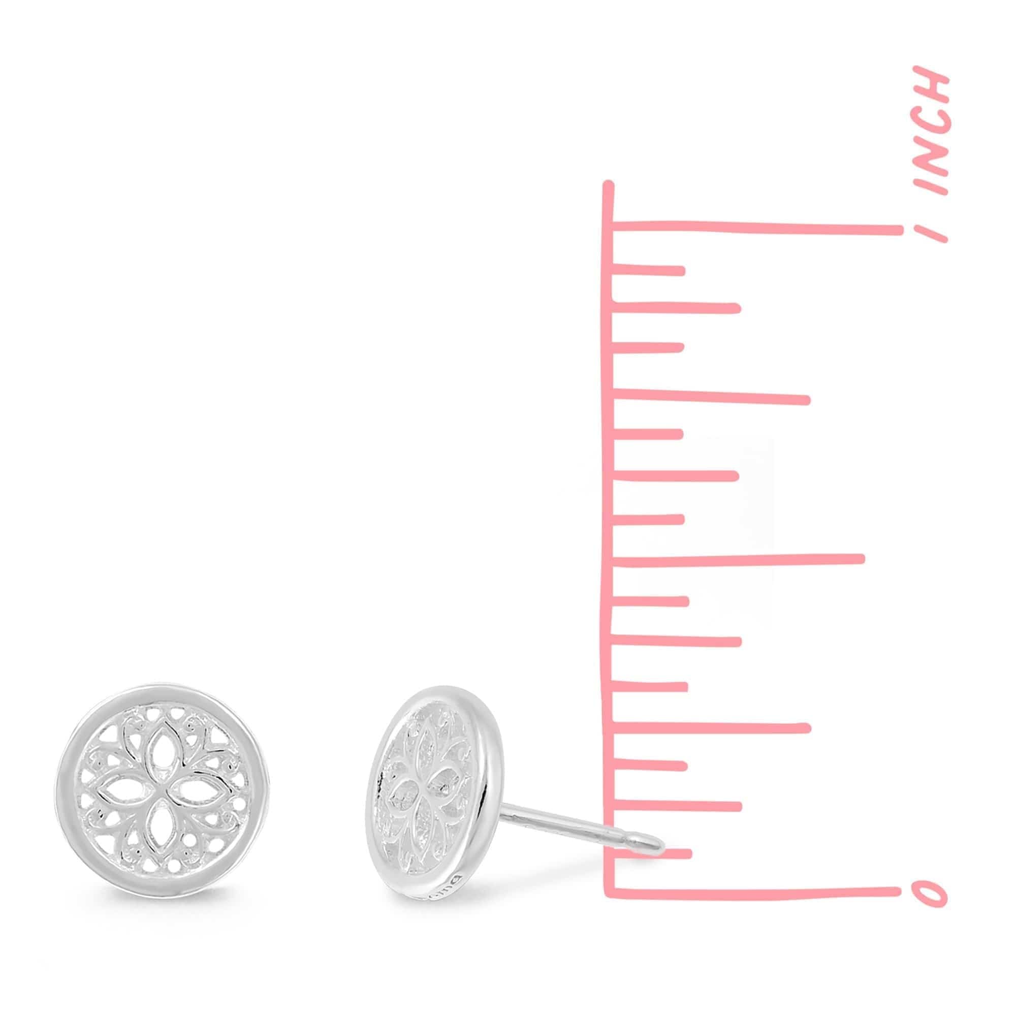 Circle Lotus Flower Stud Earrings - Image 4