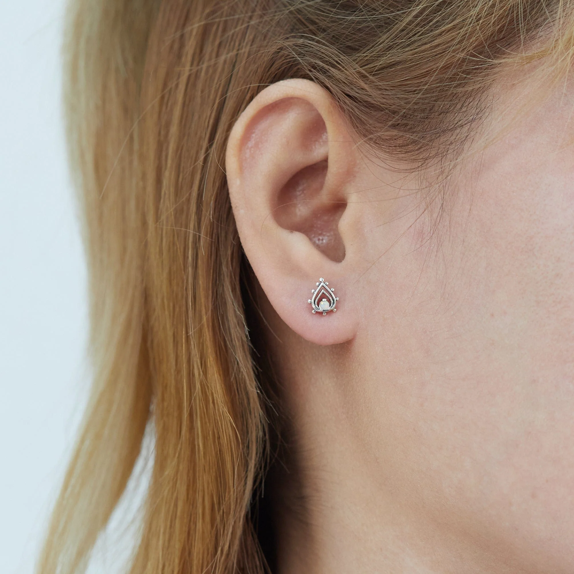 Clare Bohemian Stud Earrings with Opal - Image 2